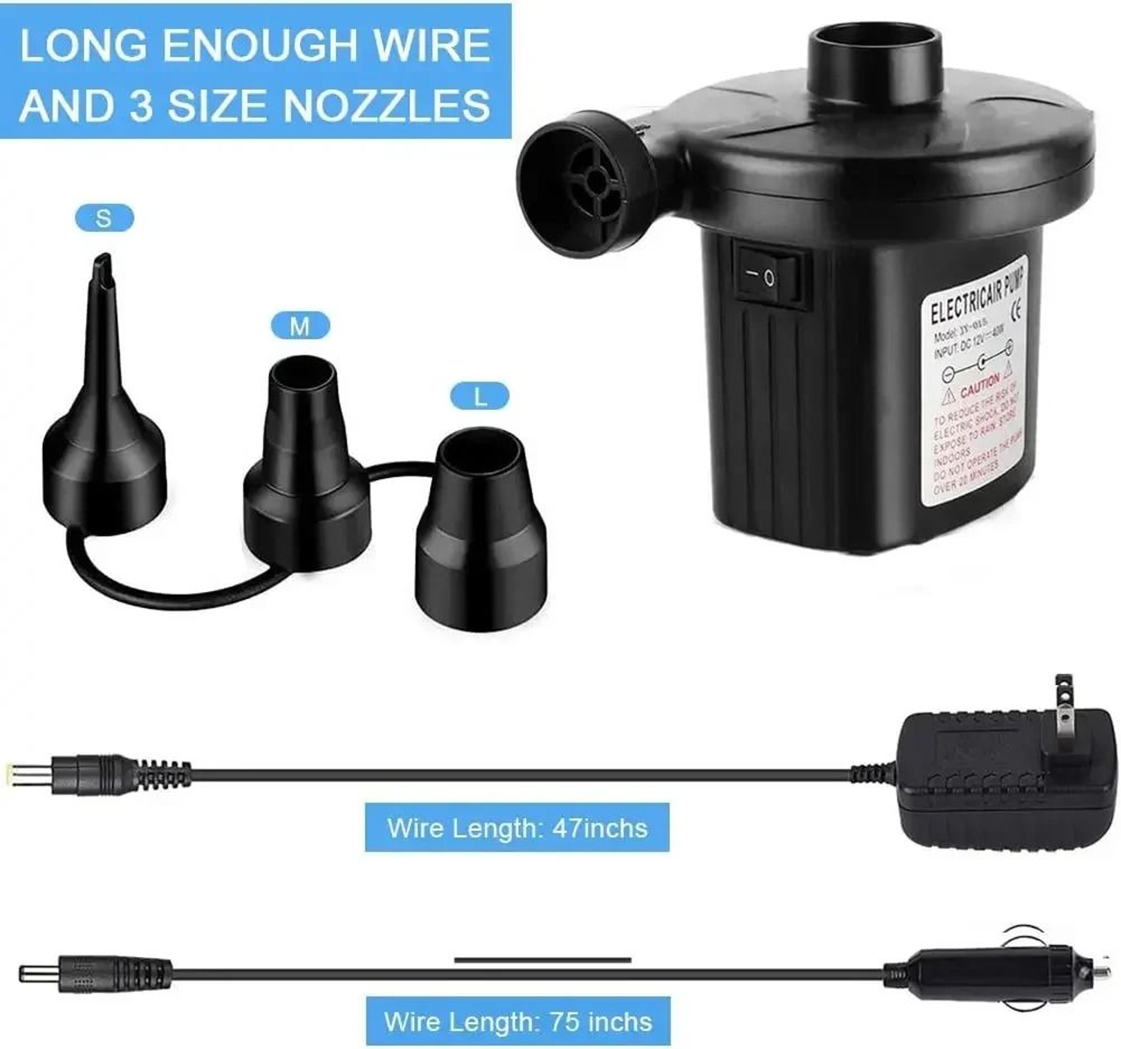 Portable Electric Air Pump For Air Mattresses Pool Floats Boats  Inflatables 2