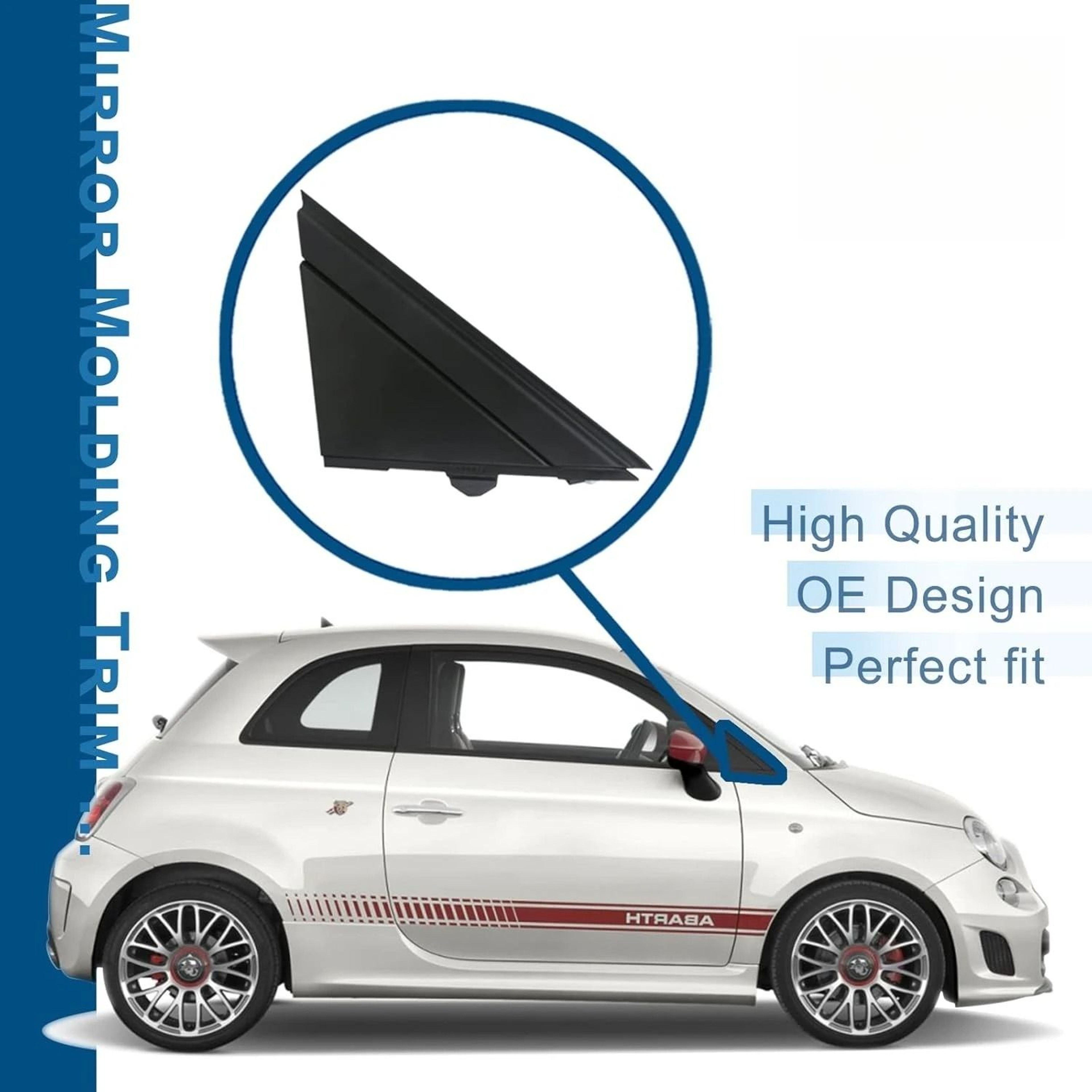 Matte Black Door Mirror Flag Cover Trim For Fiat 500 2012 To 2019 Left  Right 1