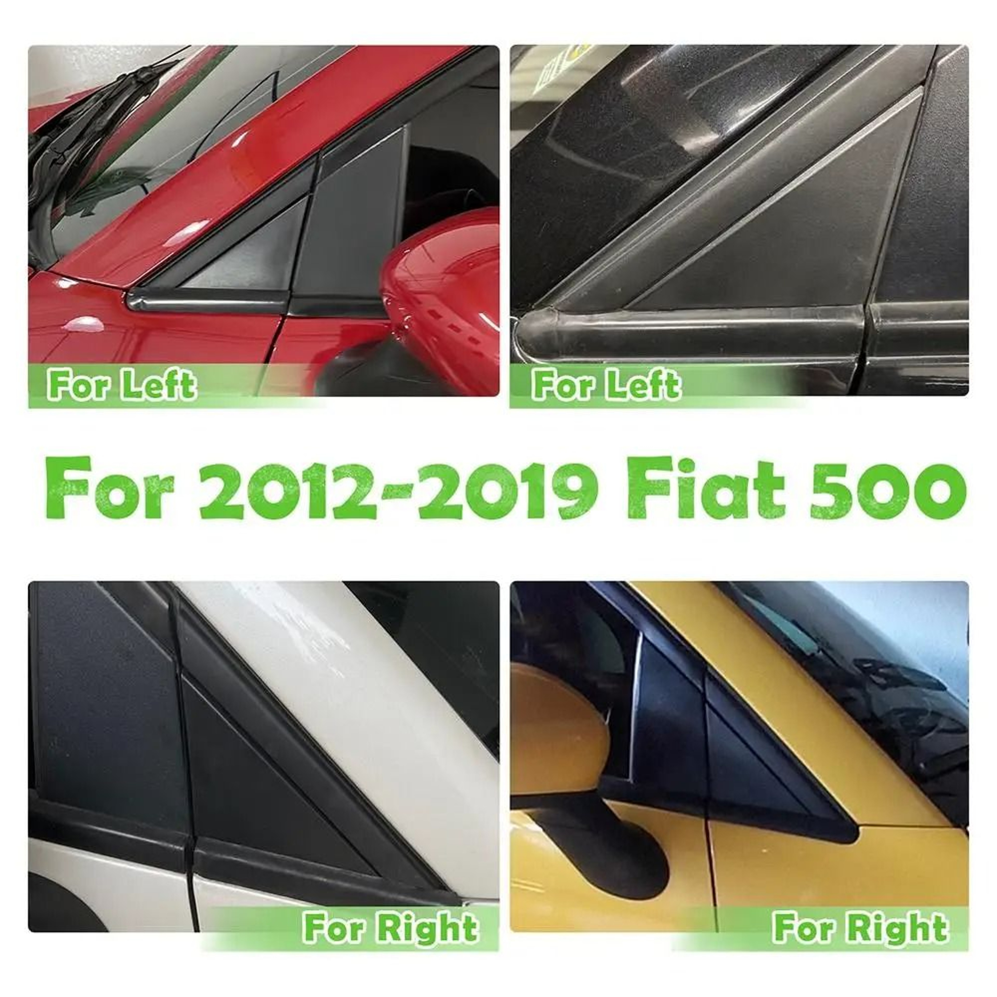 Matte Black Door Mirror Flag Cover Trim For Fiat 500 2012 To 2019 Left  Right 5