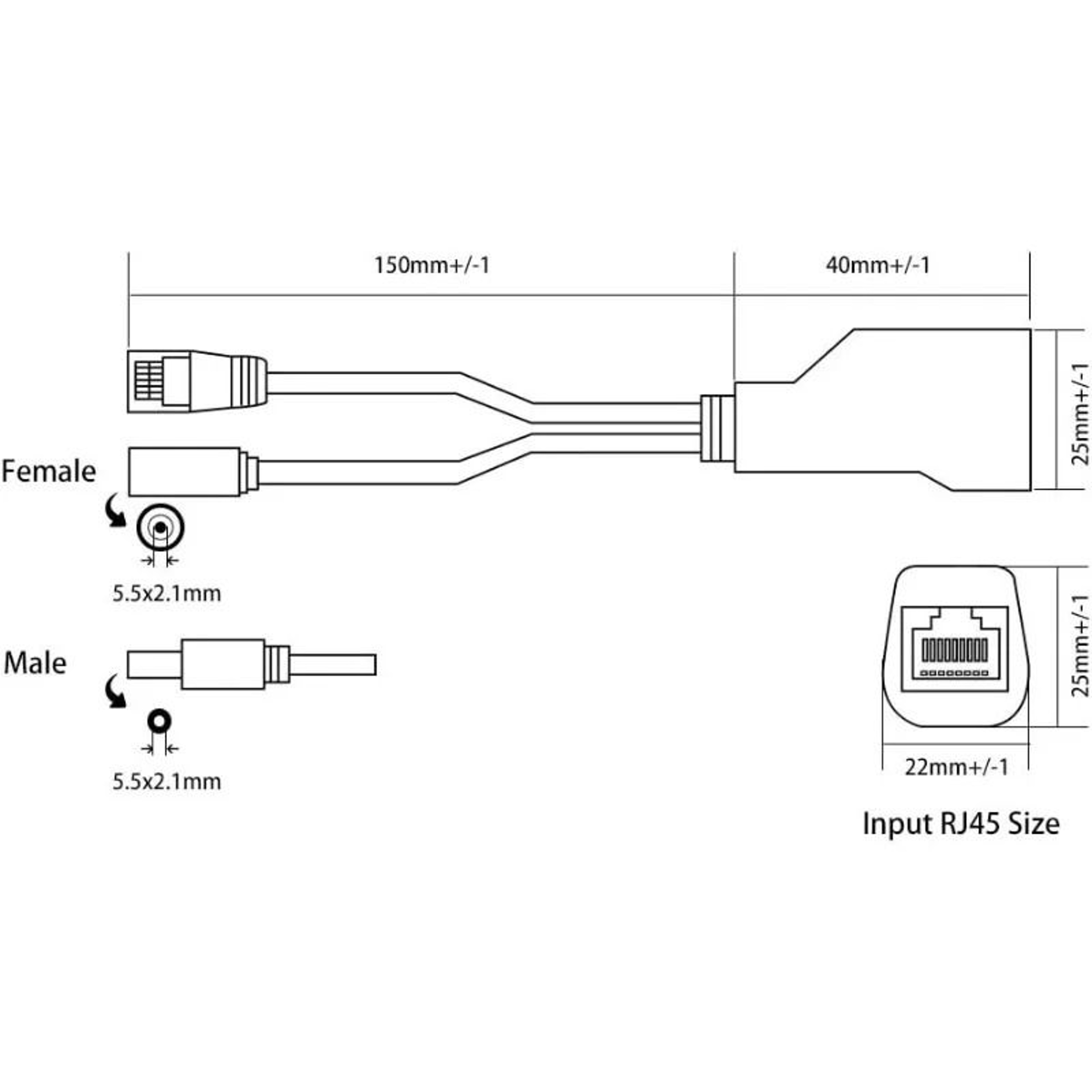 Passive PoE Injector Splitter Cable RJ45 Power Adapter For IP Cameras 3
