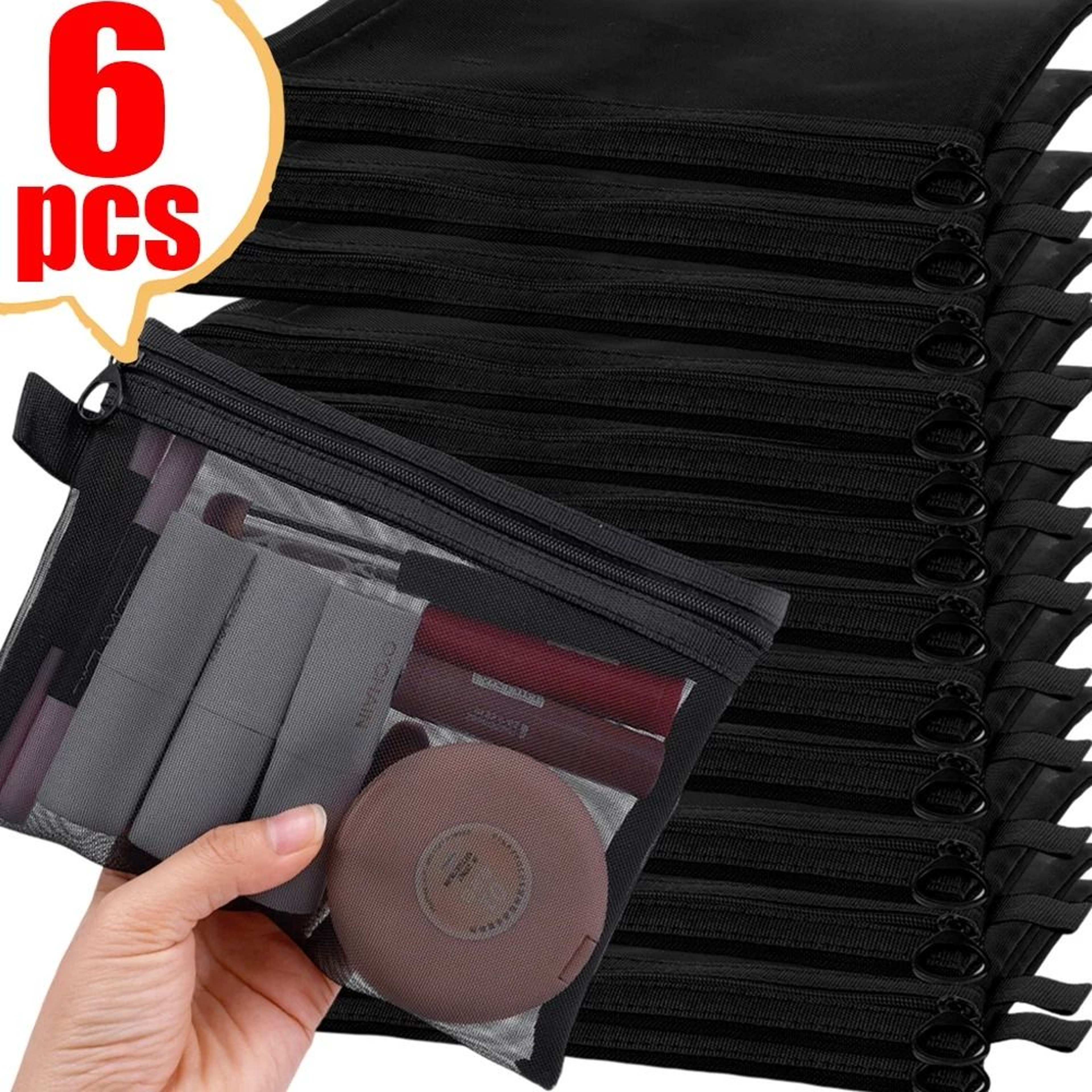 Mesh Makeup Bag Transparent Travel Cosmetic Organizer Pouch With Zipper 0