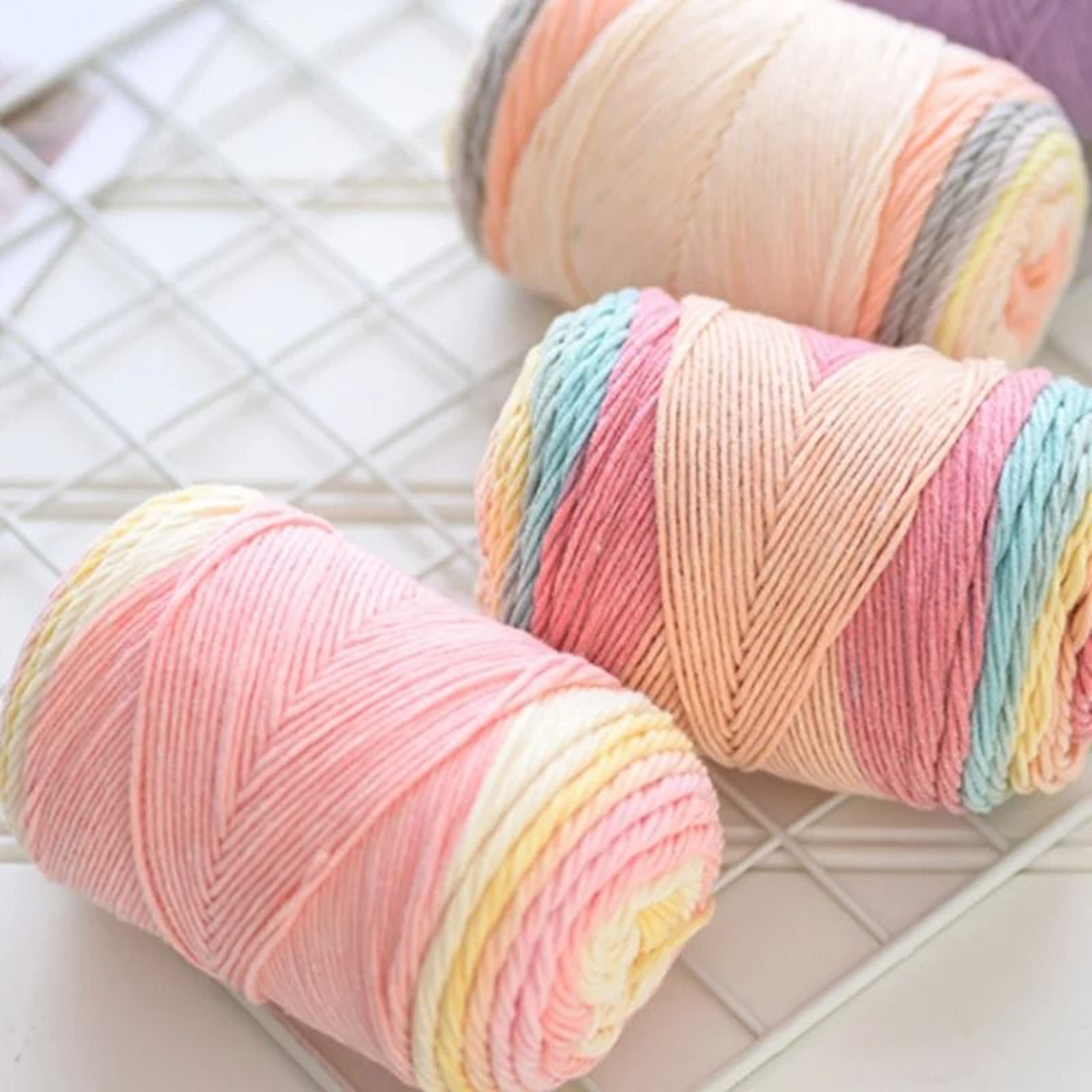 Rainbow Segment Dyed Crochet Yarn 5 Strand Soft Knitting Yarn For Baby Blankets Hats Scarves 3