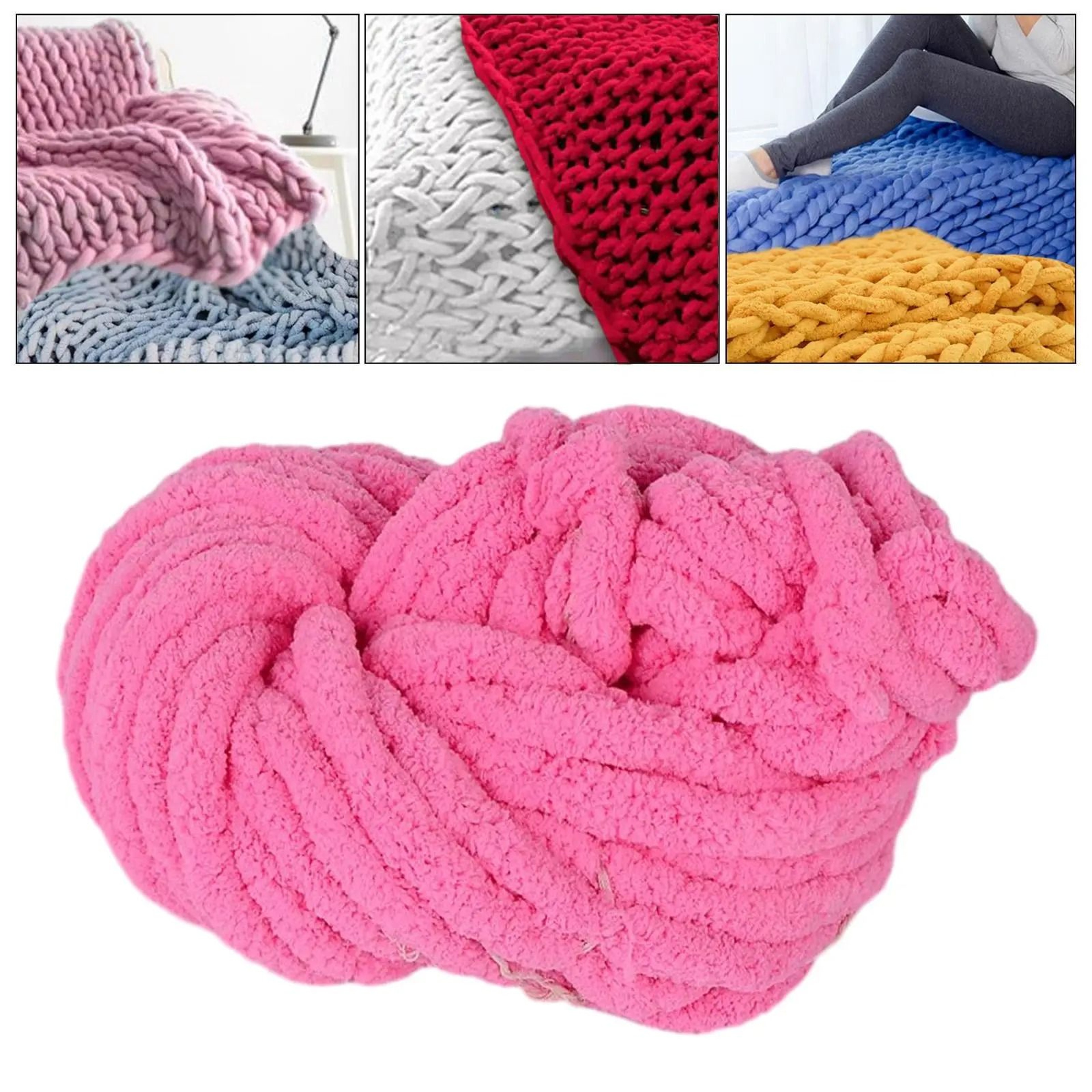 Super Bulky Chunky Chenille Yarn For Knitting Crochet Soft Washable Acrylic Yarn For Blankets Hats  9