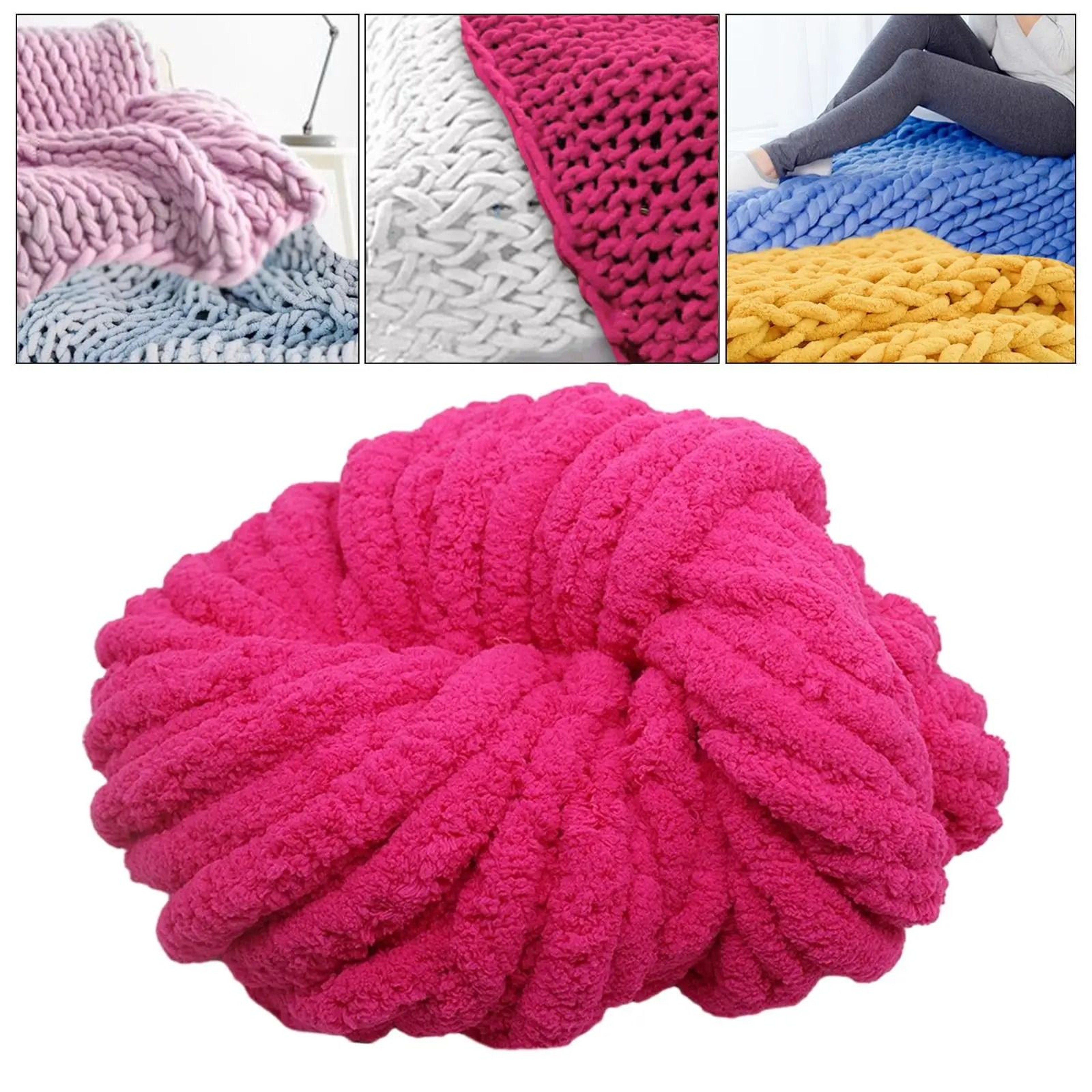 Super Bulky Chunky Chenille Yarn For Knitting Crochet Soft Washable Acrylic Yarn For Blankets Hats  18