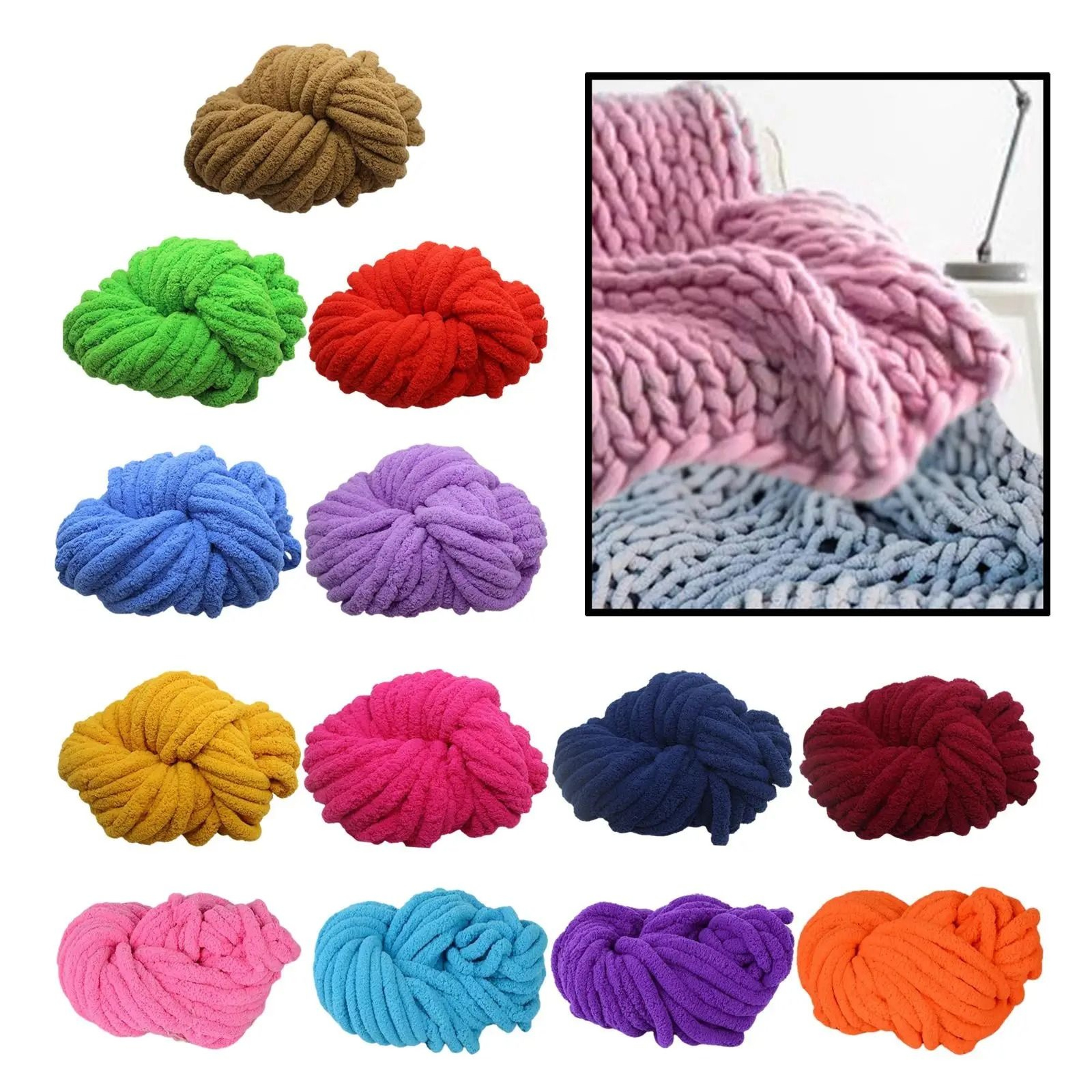 Super Bulky Chunky Chenille Yarn For Knitting Crochet Soft Washable Acrylic Yarn For Blankets Hats  2
