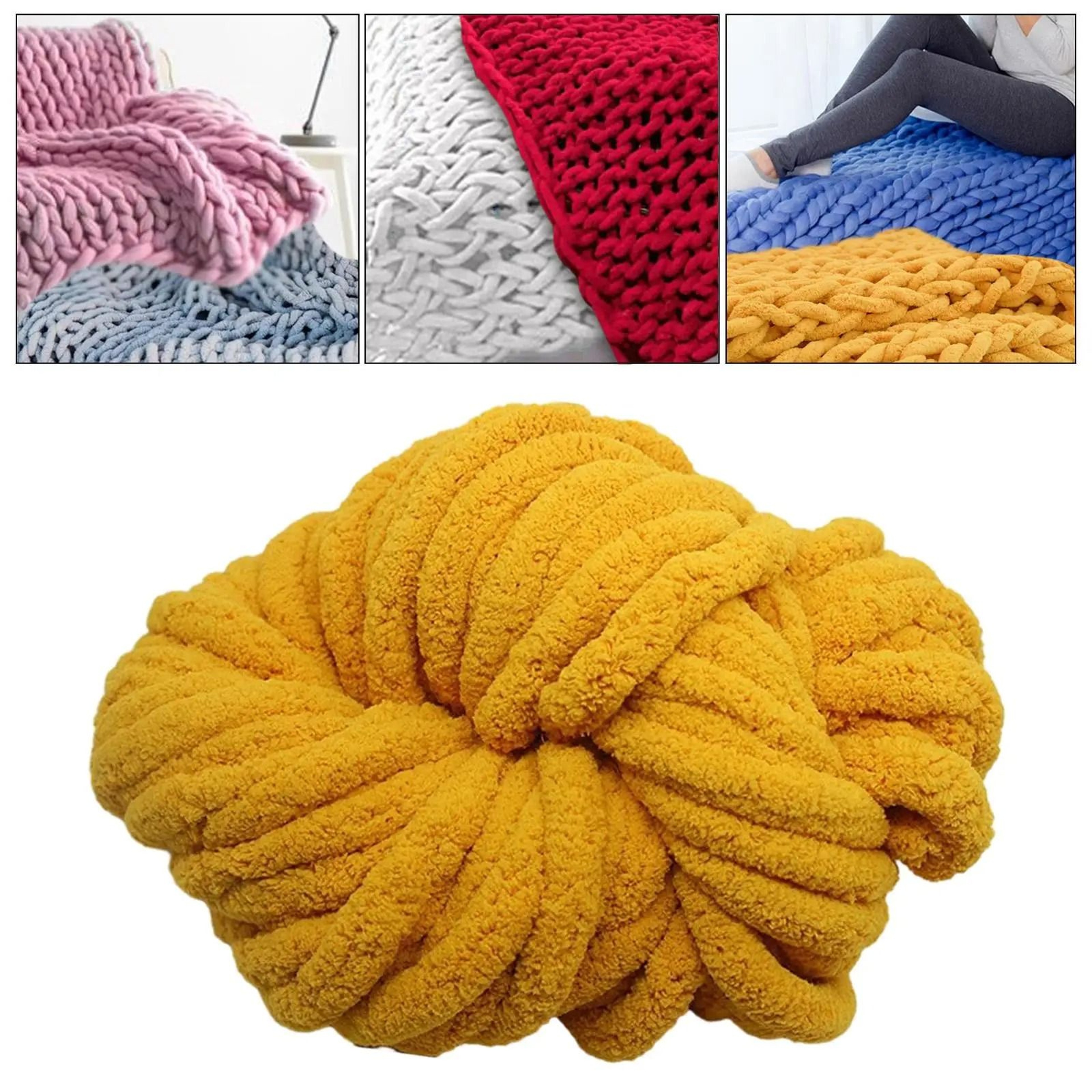 Super Bulky Chunky Chenille Yarn For Knitting Crochet Soft Washable Acrylic Yarn For Blankets Hats  6