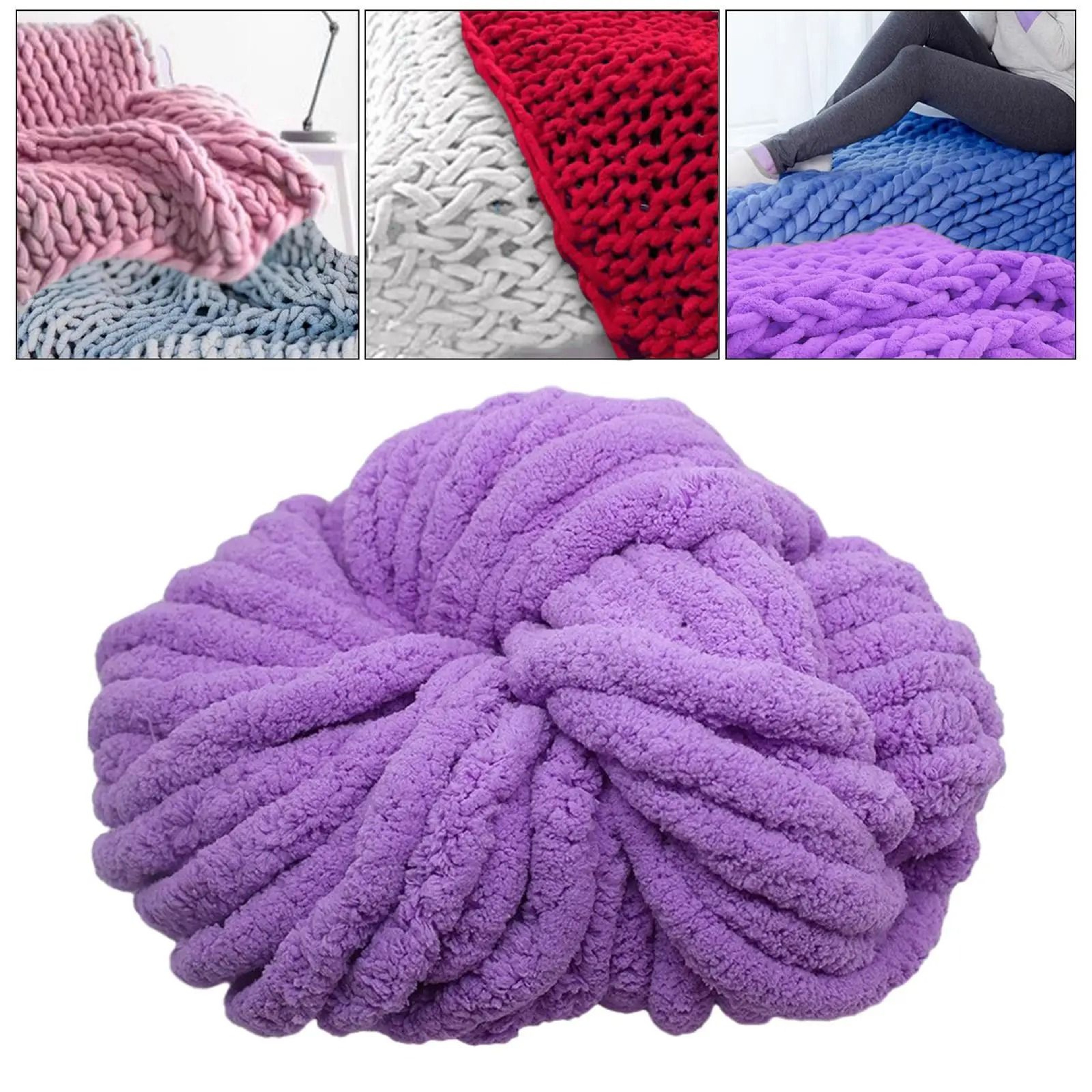 Super Bulky Chunky Chenille Yarn For Knitting Crochet Soft Washable Acrylic Yarn For Blankets Hats  7
