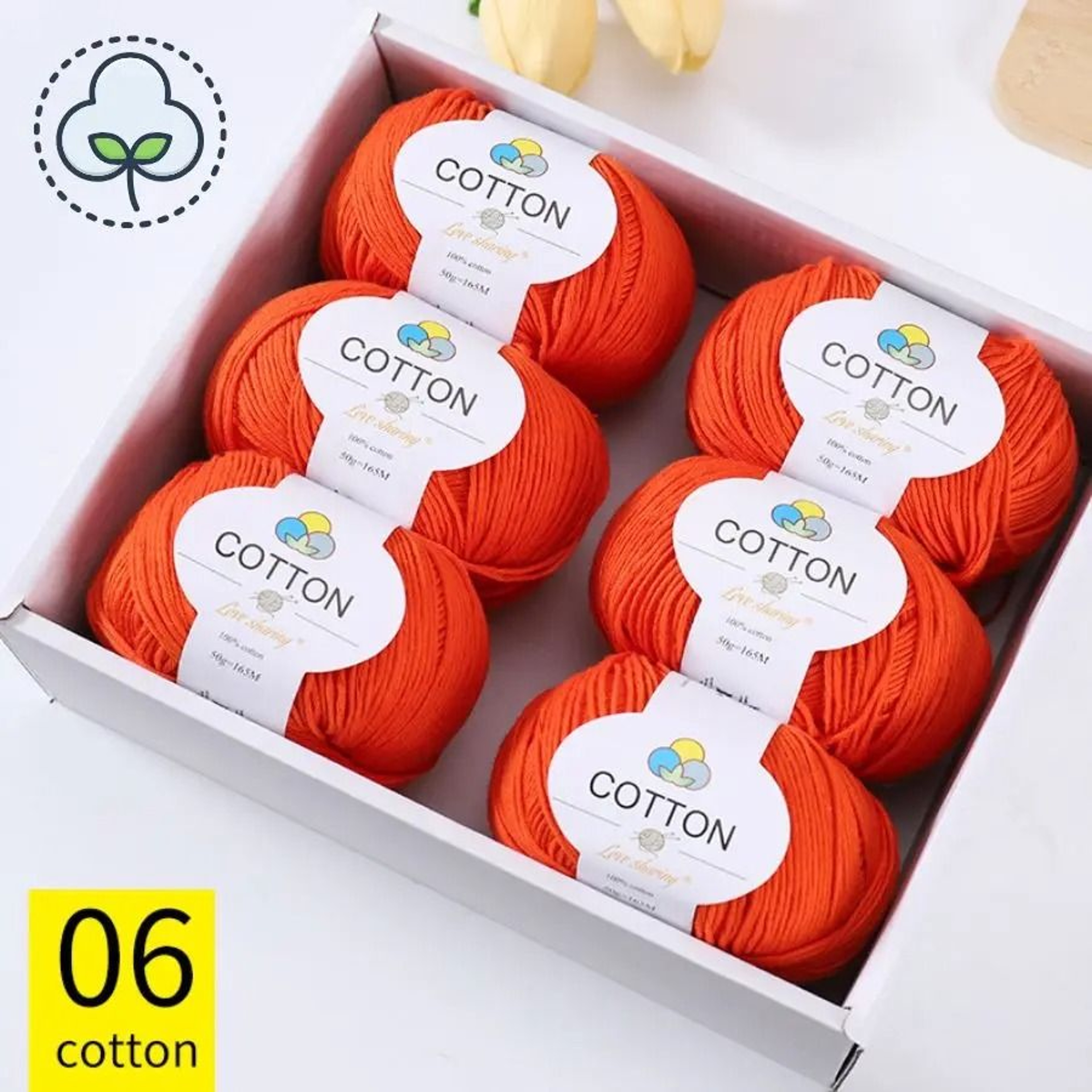 066 Lb 8 Ply 100 Cotton Yarn Set 6 Ball Knitting And Crochet Yarn For Sweaters Hats Scarves And DIY 10