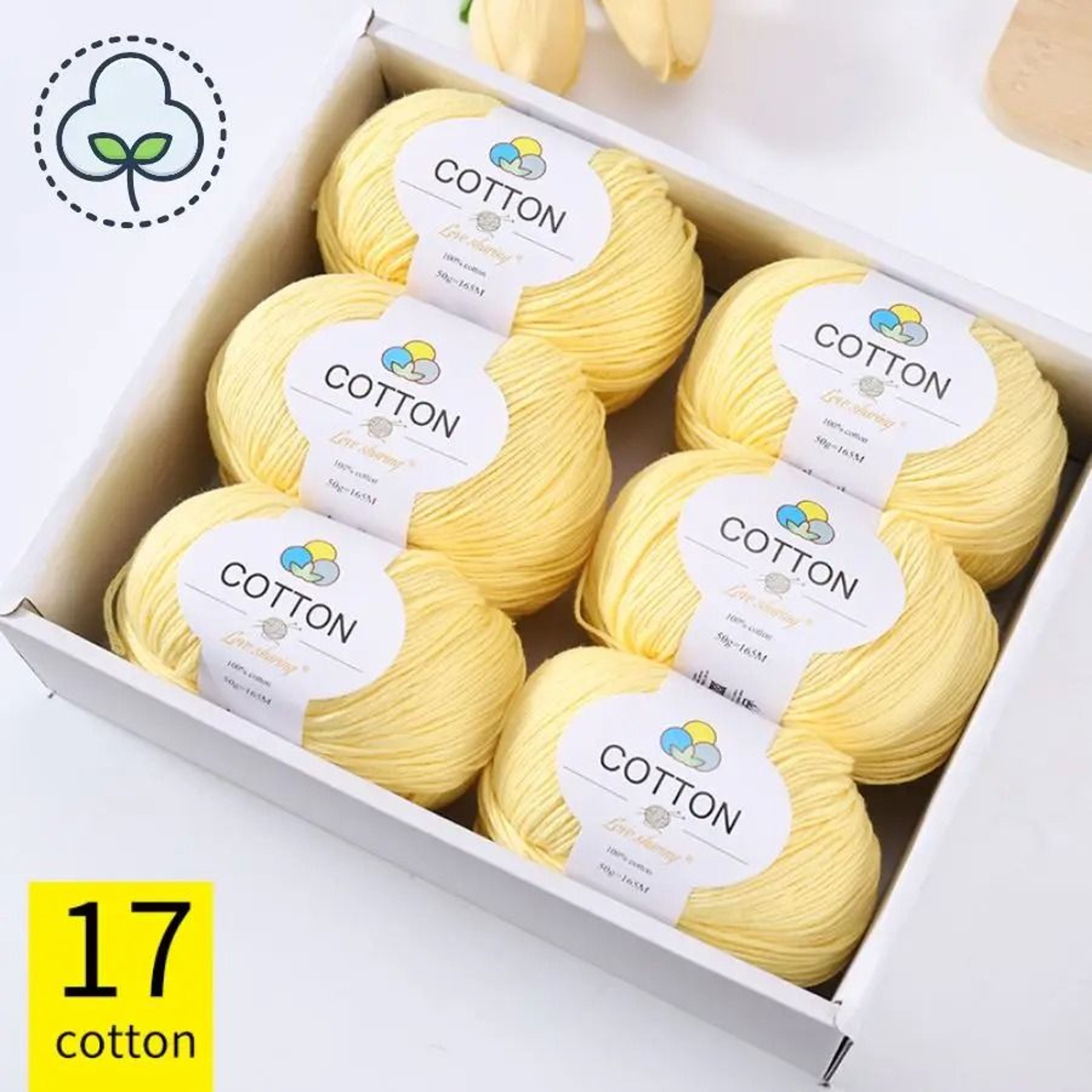 066 Lb 8 Ply 100 Cotton Yarn Set 6 Ball Knitting And Crochet Yarn For Sweaters Hats Scarves And DIY 21