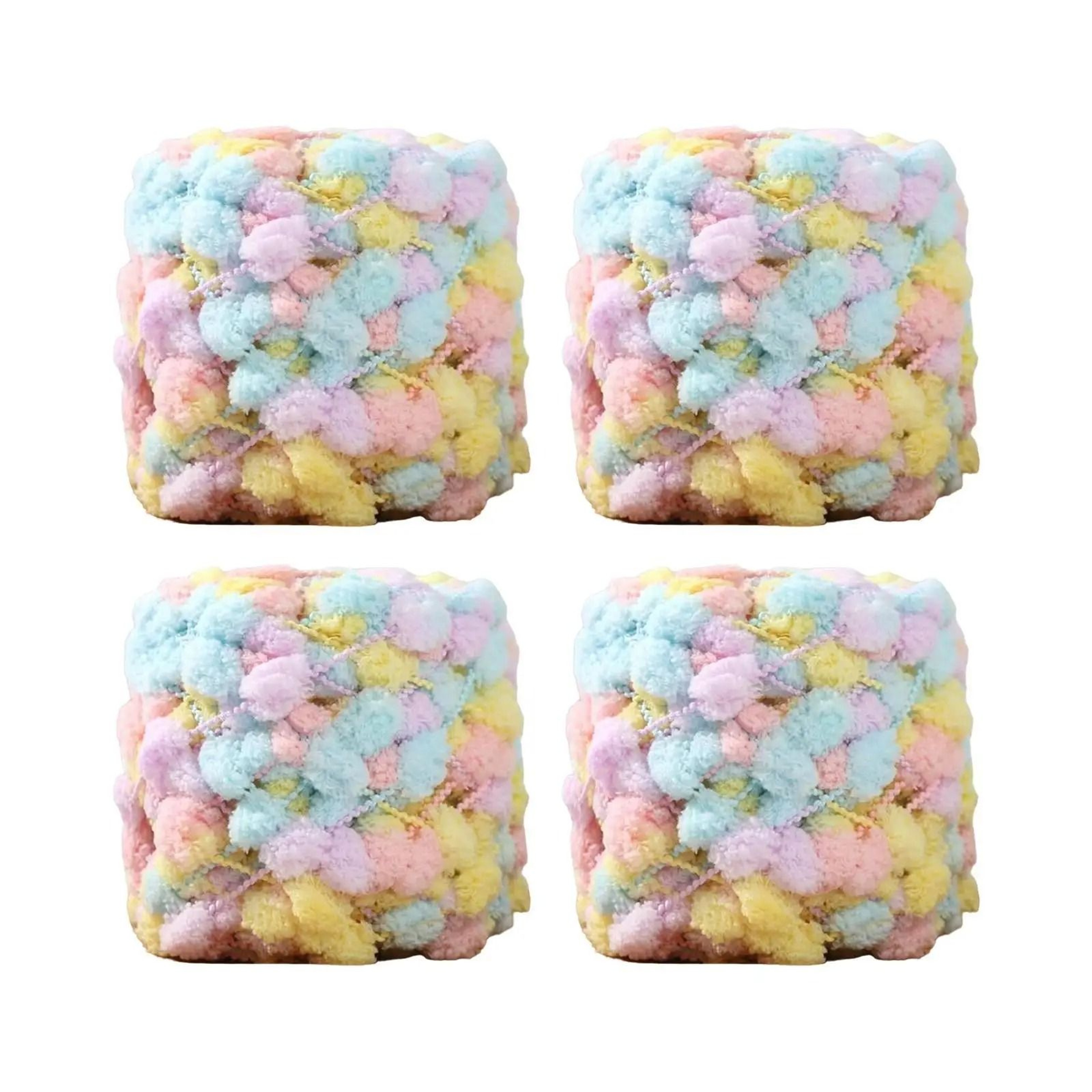4 Roll Pompom Chunky Polyester Yarn For Crochet Arm Knitting  DIY Crafts 0