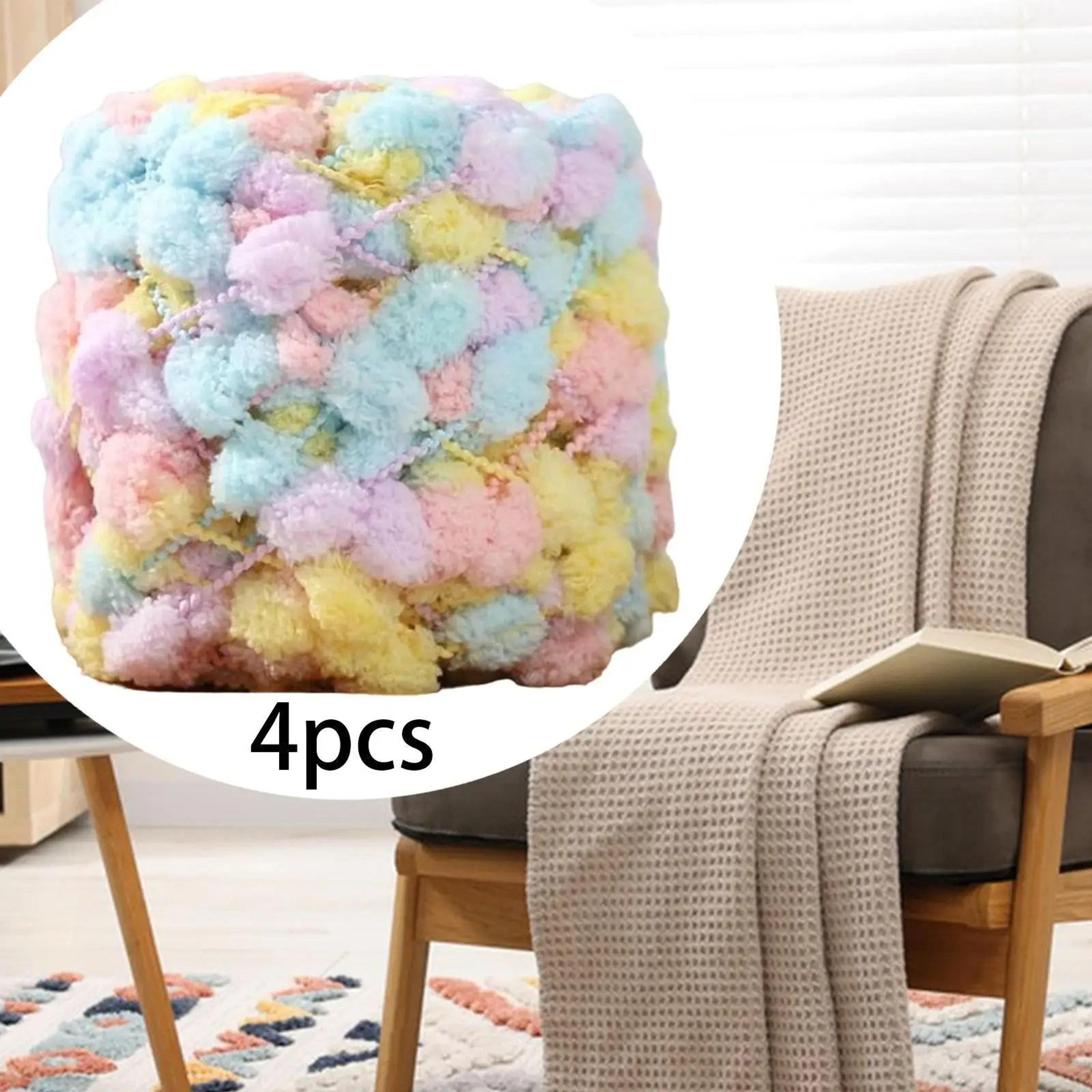 4 Roll Pompom Chunky Polyester Yarn For Crochet Arm Knitting  DIY Crafts 4