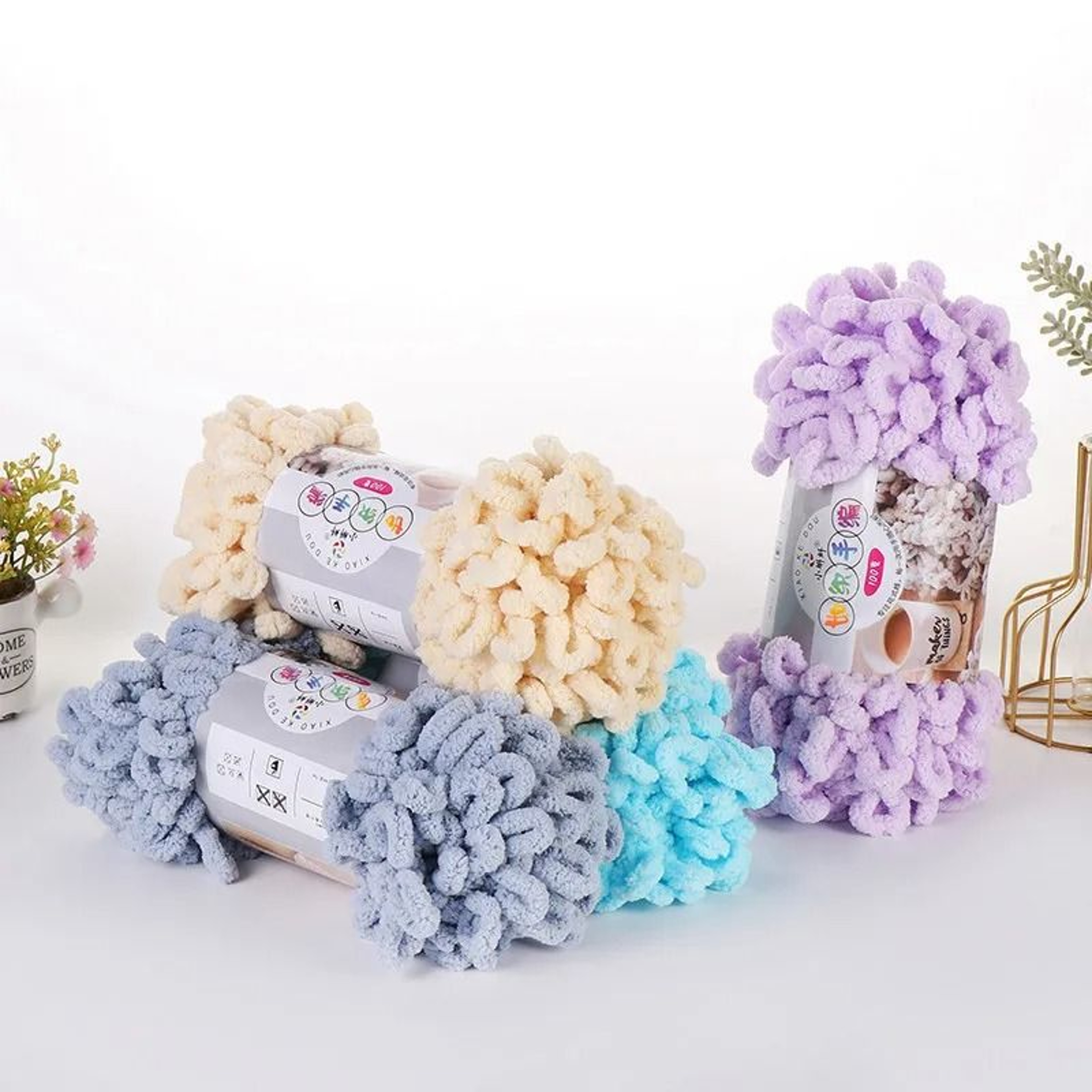 100g Finger Loop Chenille Yarn For Hand Knitting Blankets Scarves  DIY Crafts 0