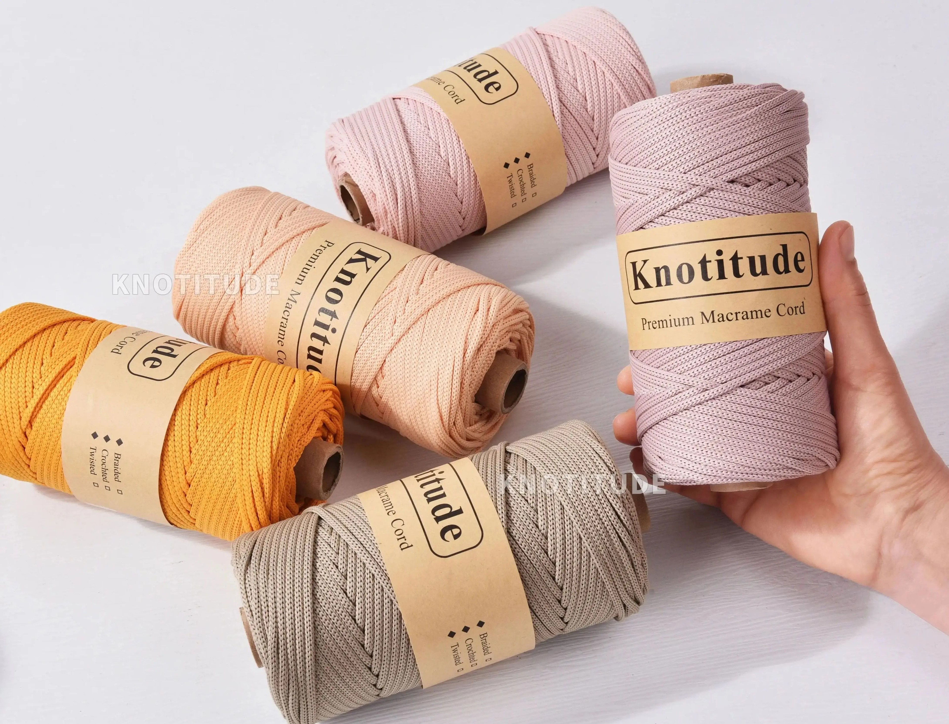 4mm Polyester Tube Yarn Cord For Crochet Bags Rugs  DIY Crafts 130m 0