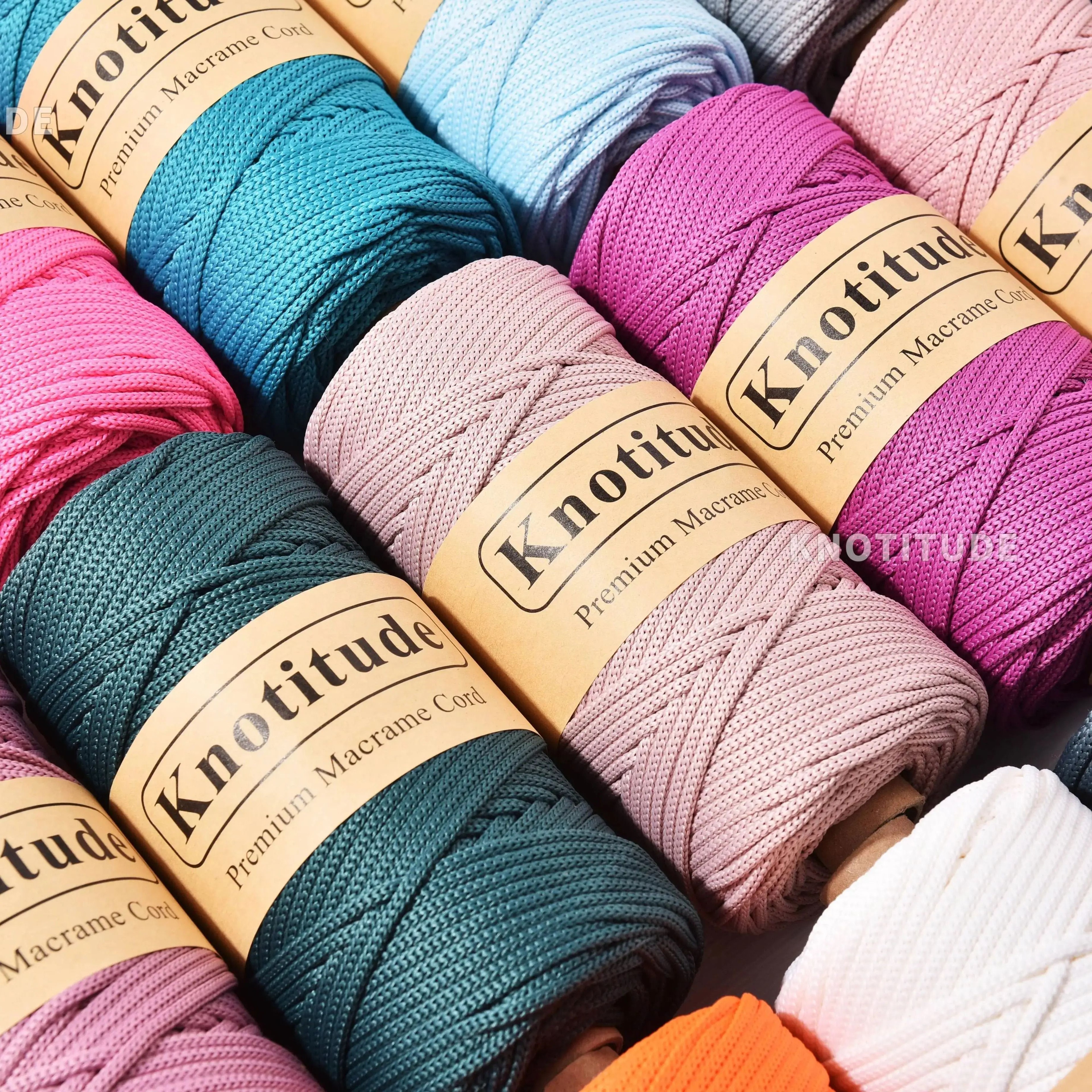 4mm Polyester Tube Yarn Cord For Crochet Bags Rugs  DIY Crafts 130m 3