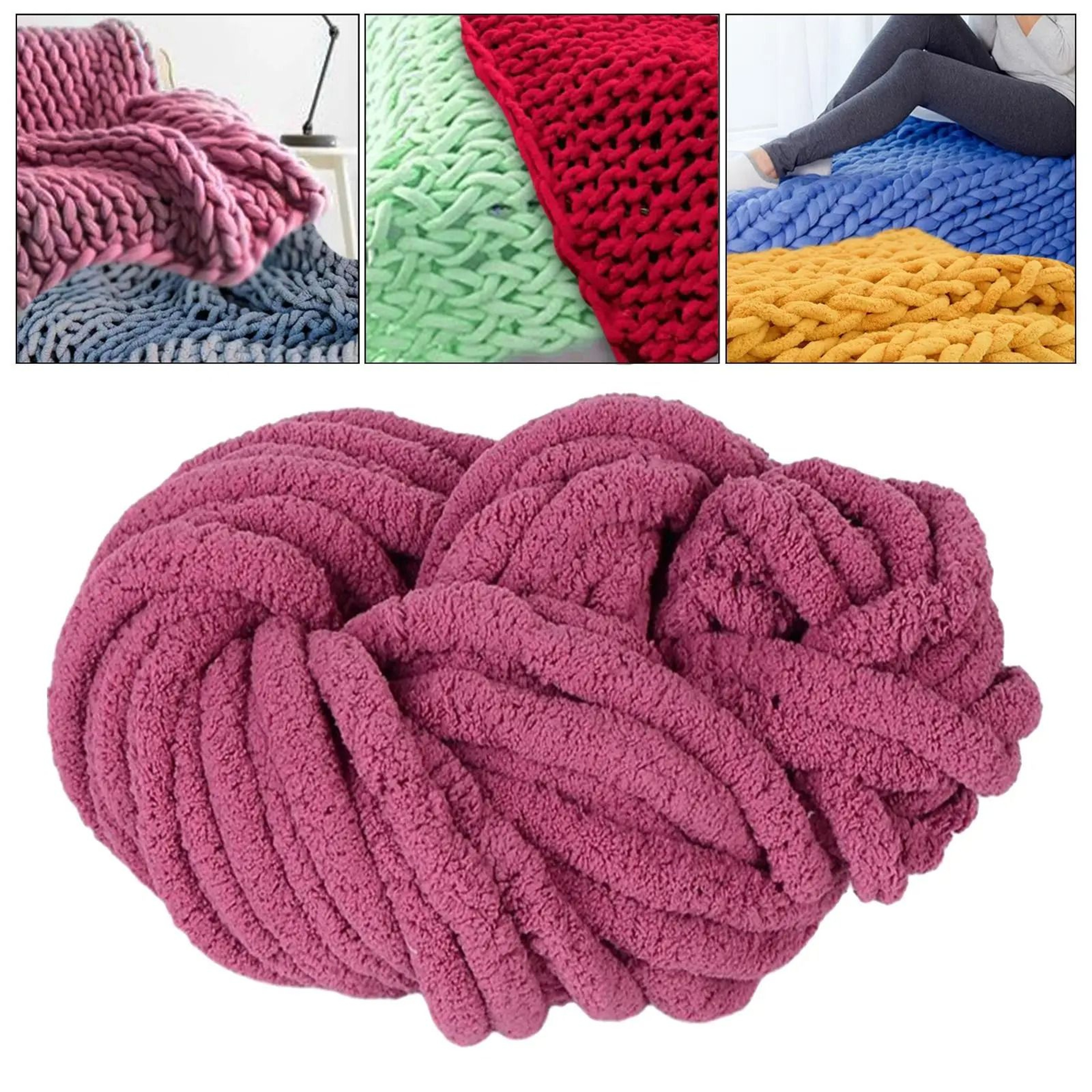 Washable Jumbo Chenille Chunky Yarn For Blankets Crochet  Arm Knitting 15