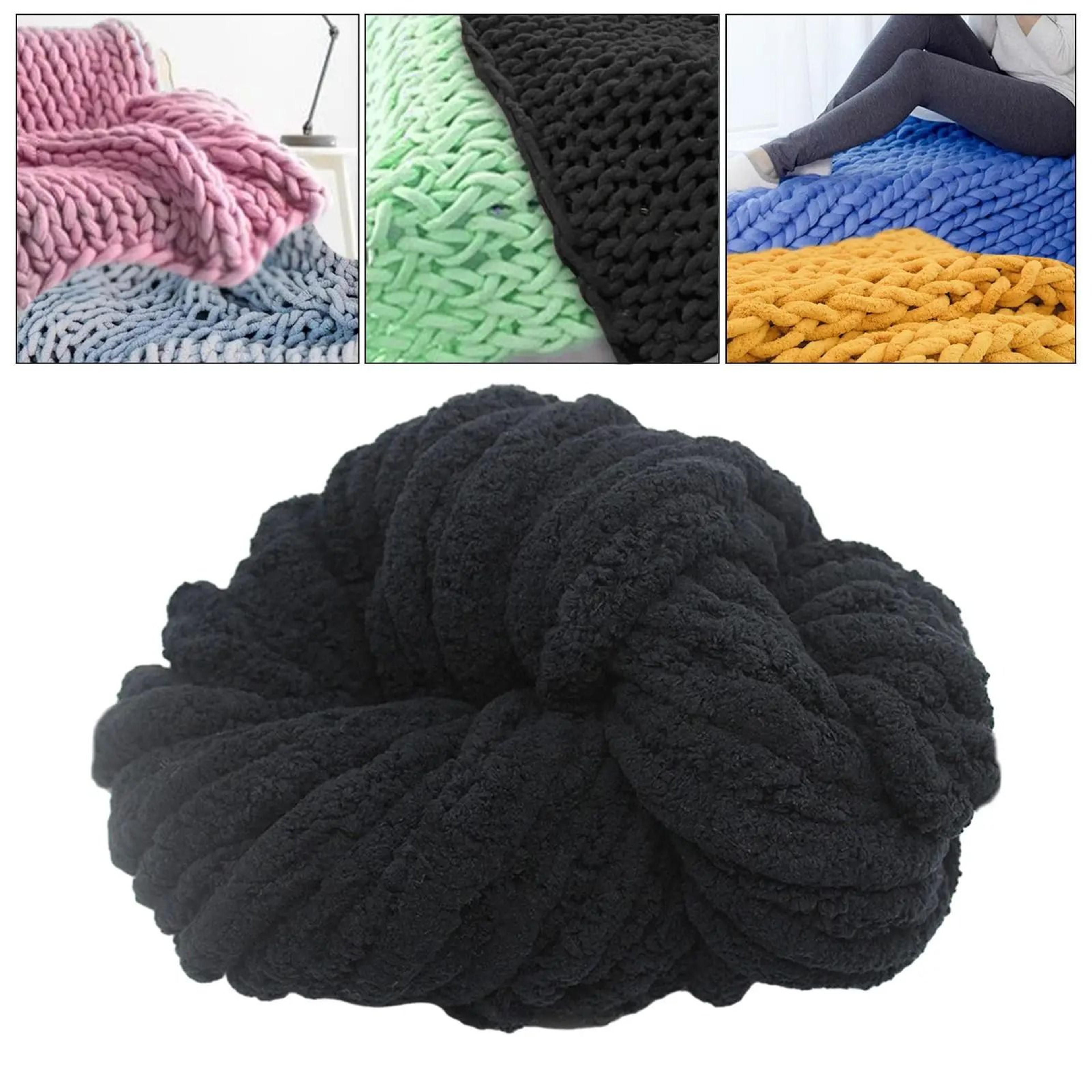 Washable Jumbo Chenille Chunky Yarn For Blankets Crochet  Arm Knitting 17