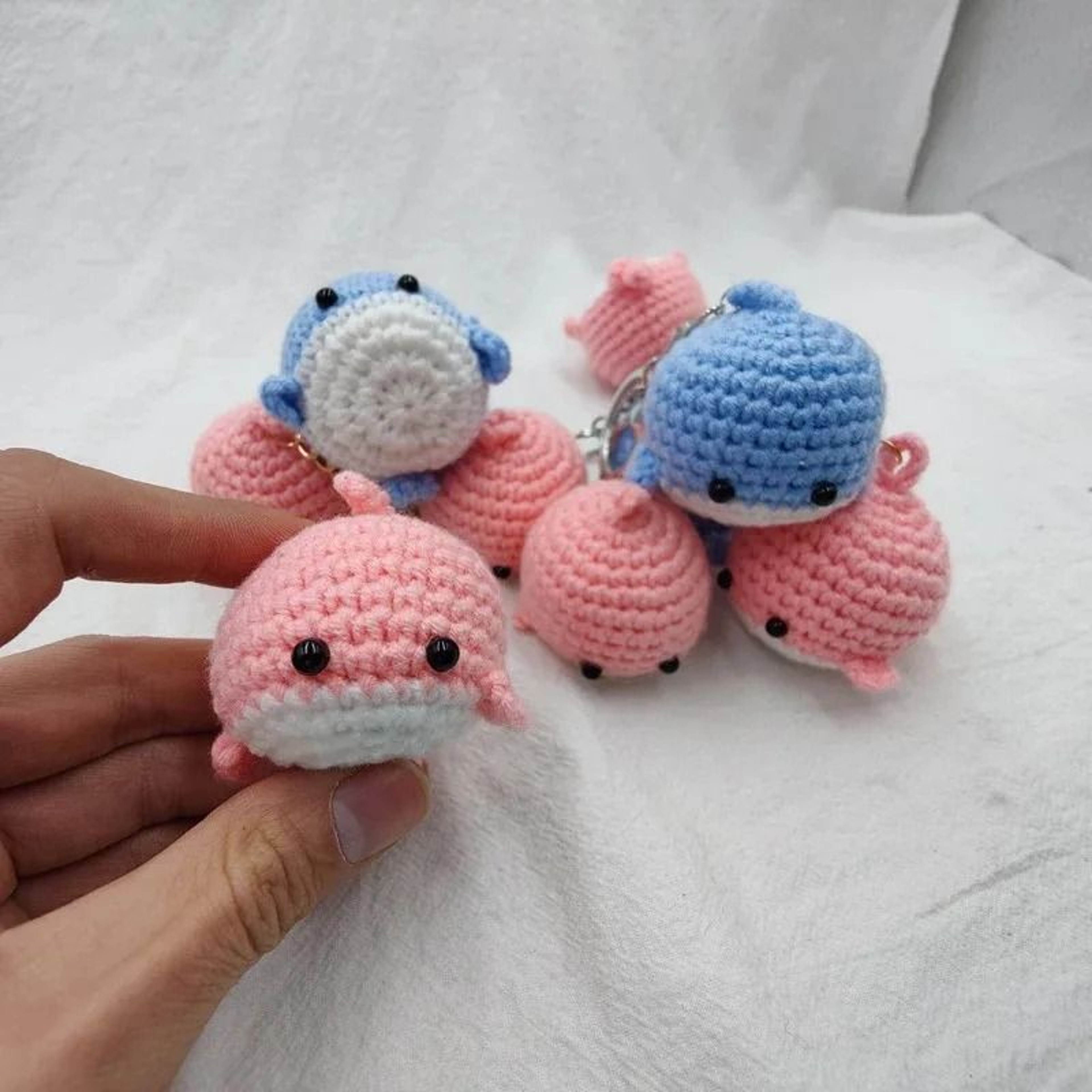 Handmade Crochet Whale Keychain Cute Amigurumi Bag Charm  Car Pendant 1