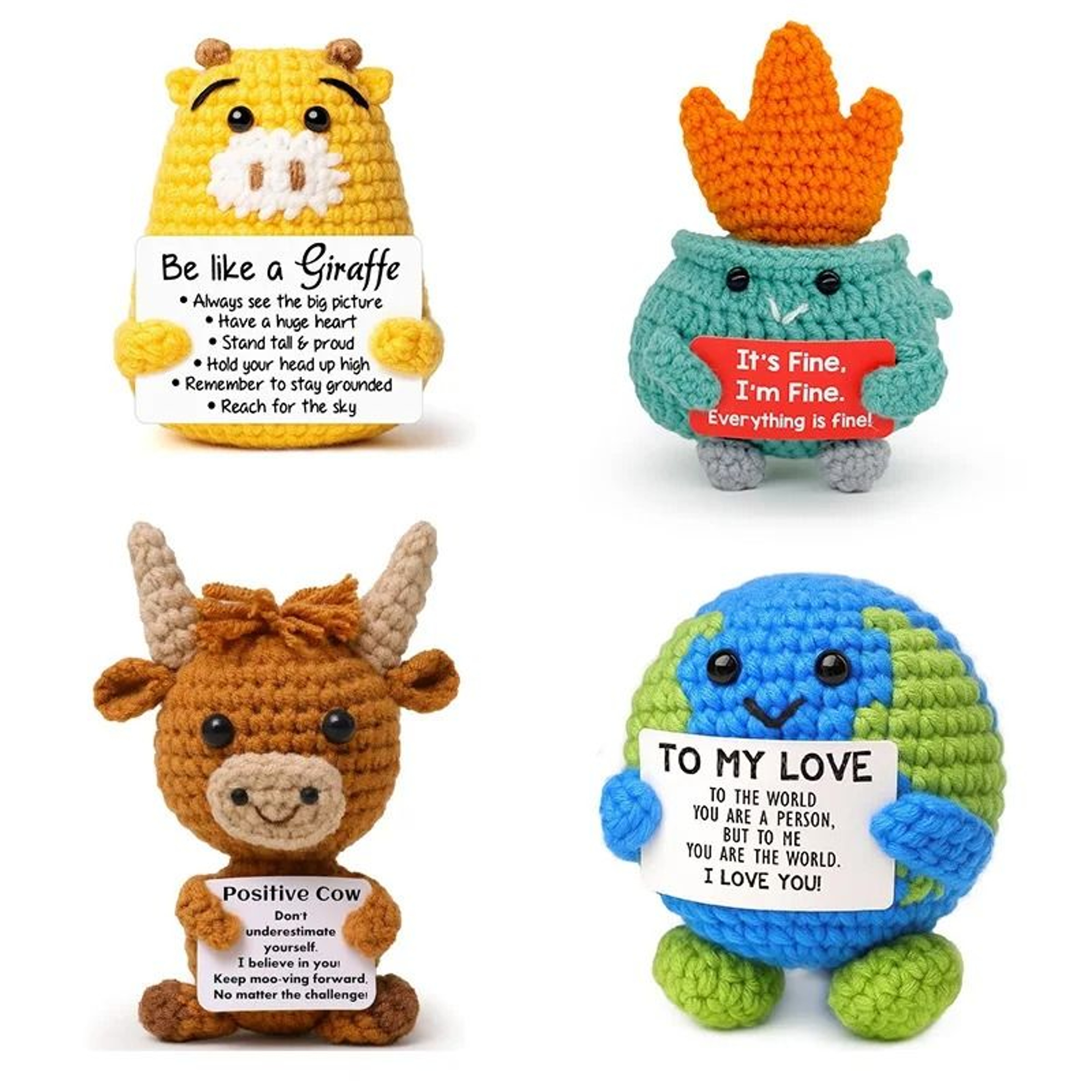Positive Energy Crochet Doll Handmade Amigurumi Desk Decor  Gift 0