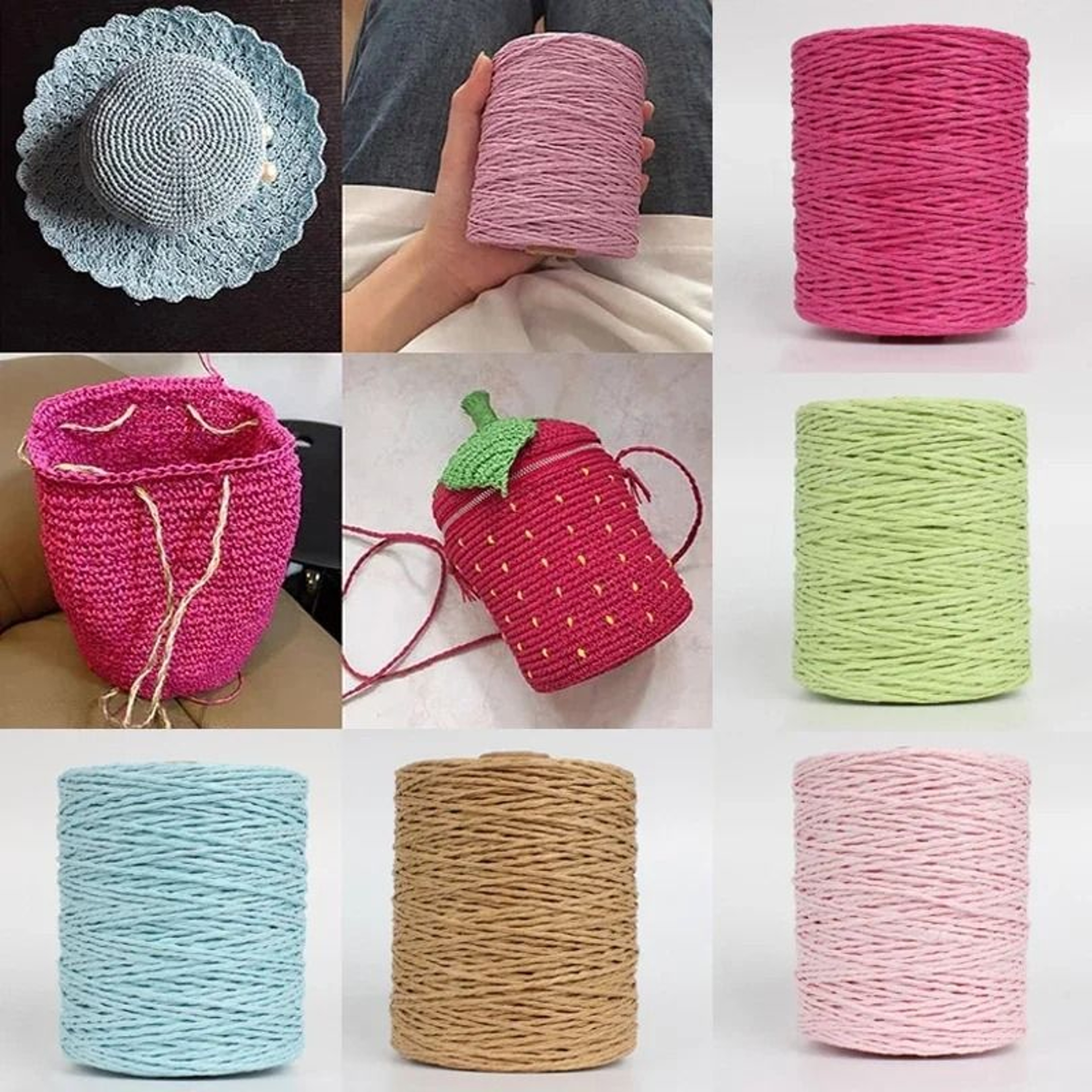 Natural Raffia Straw Yarn 306 To 328 Yd Colorful Crochet Yarn For Summer Hats Bags And Basket Weavi 1