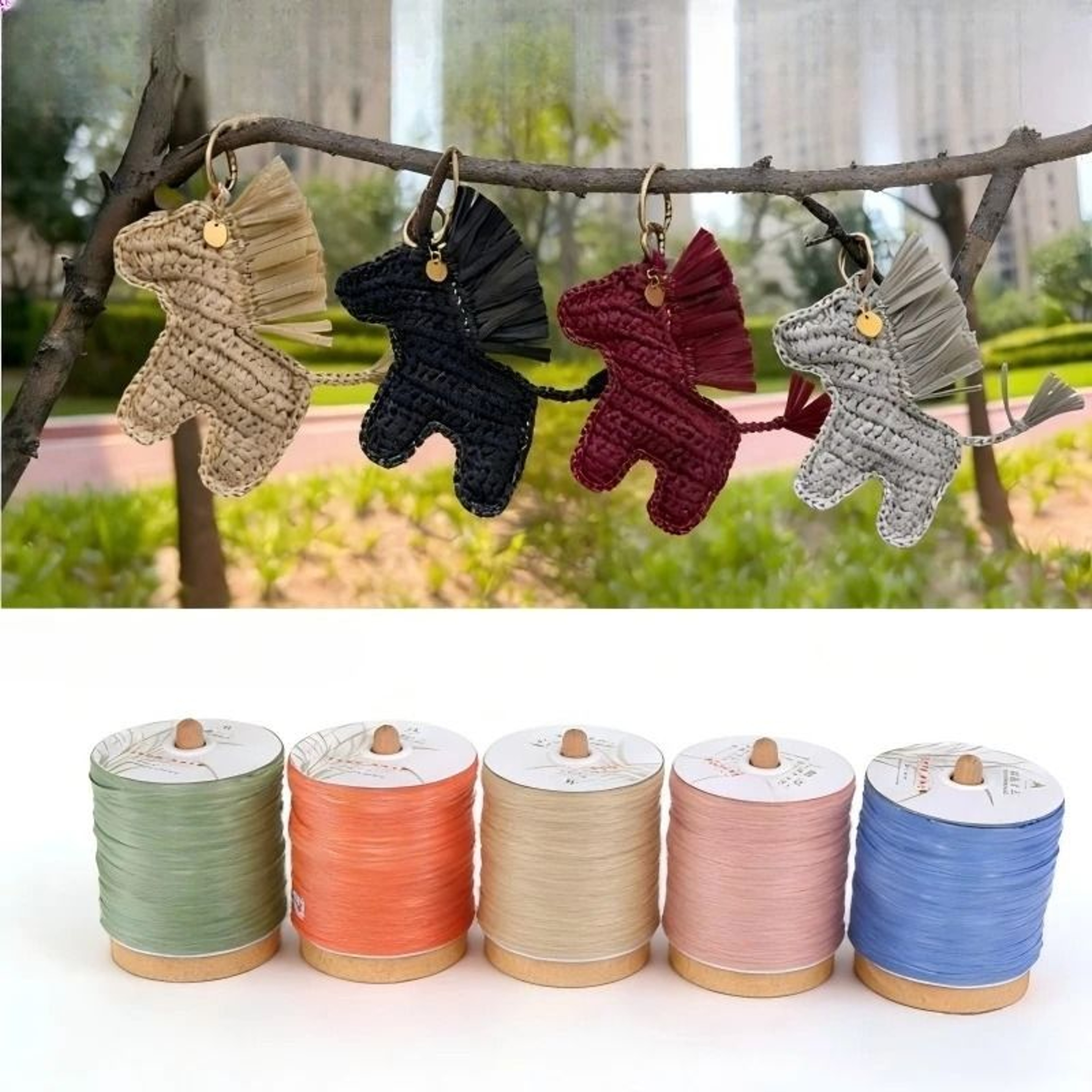 Natural Matte Raffia Yarn for Crochet Hats, Bags & DIY Handcrafts 330g 600M – view 1