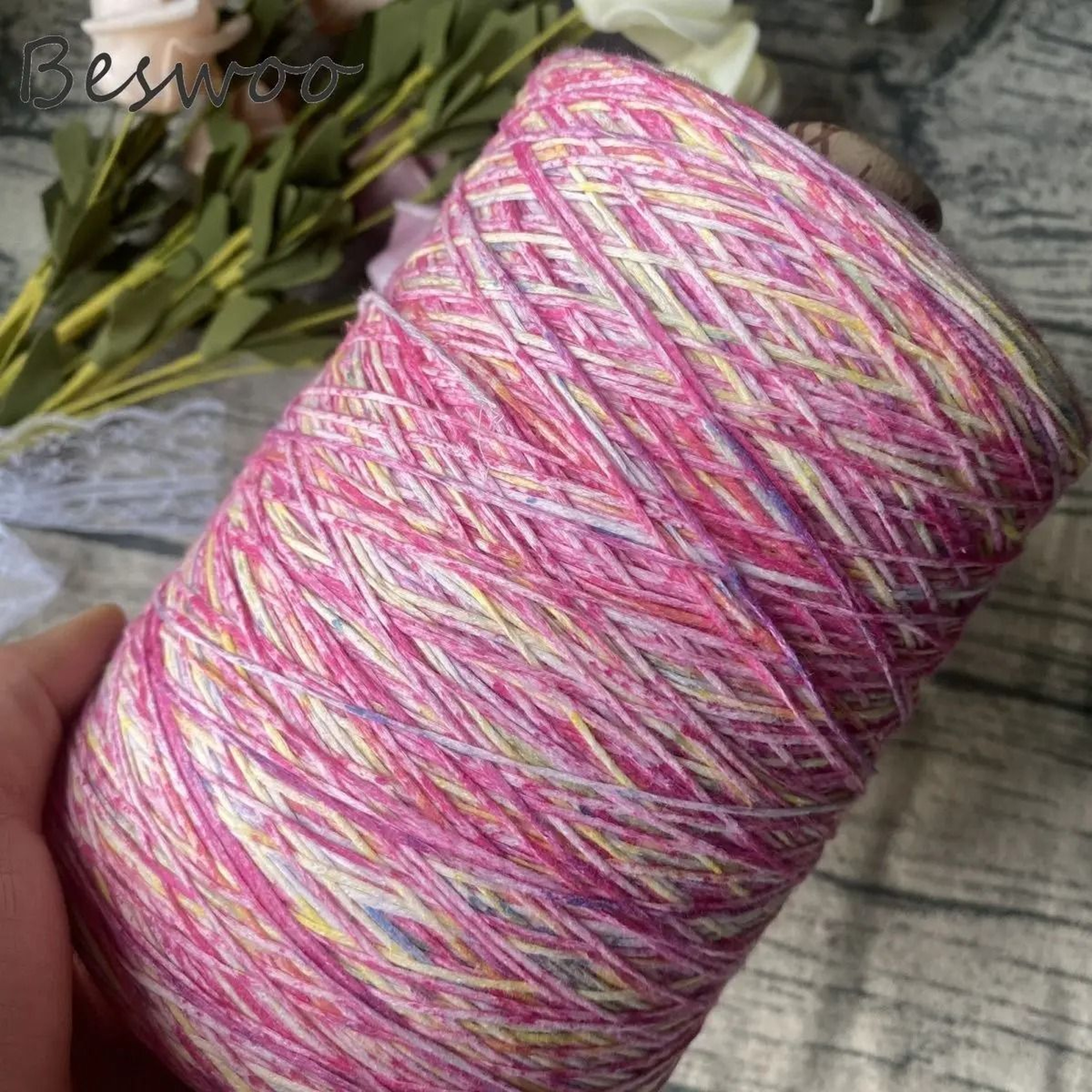 Rainbow Space Dyed Hollow Cotton Yarn 110 Lb For Crochet Bags Hats Garments  DIY Crafts 8
