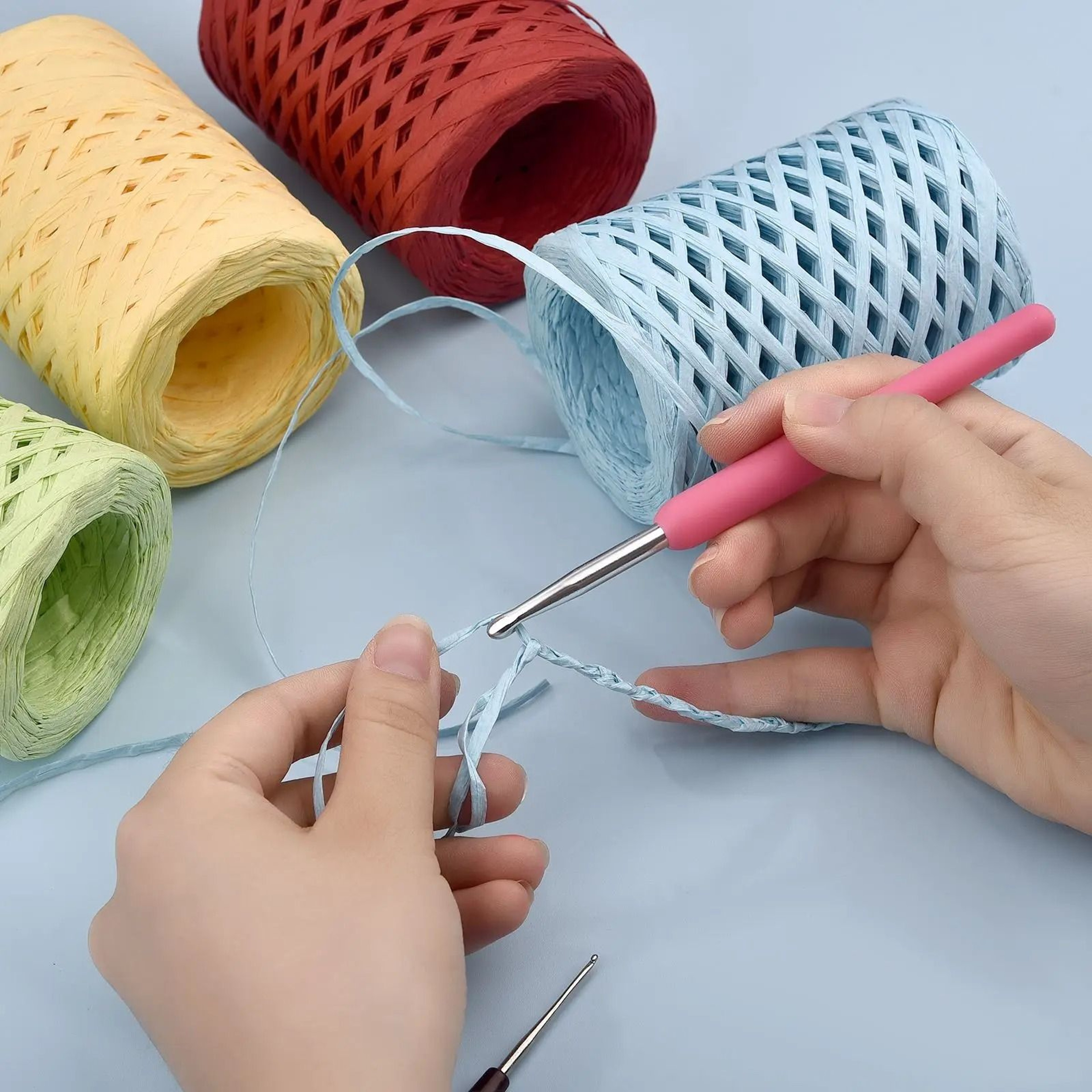 Natural Raffia Straw Yarn 100m Eco Friendly Paper Yarn For Crochet Beach Bags Sun Hats Gift Wrappin 1
