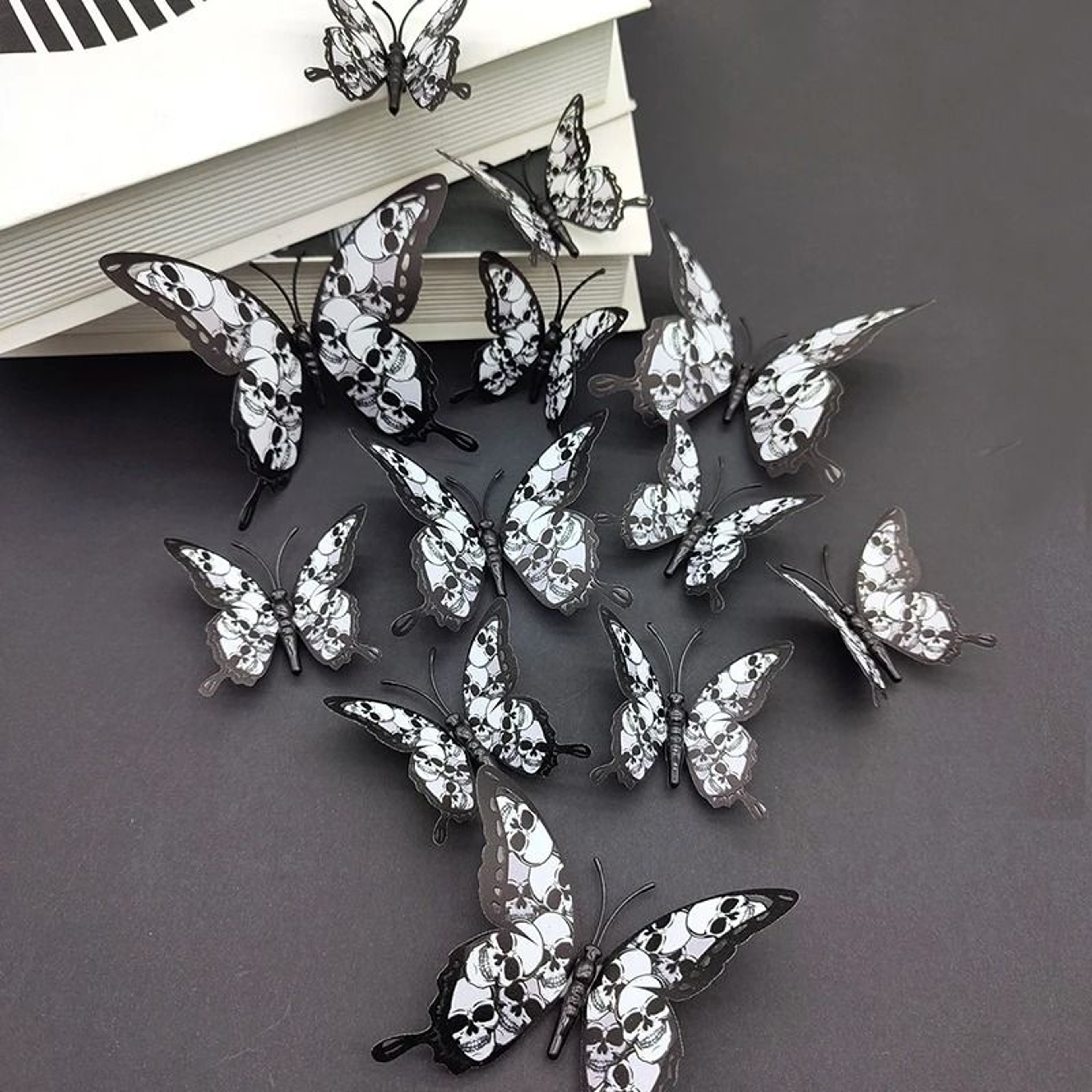12Piece 3D Blood Rose Butterfly Halloween Wall Stickers For Gothic Party Decor 3