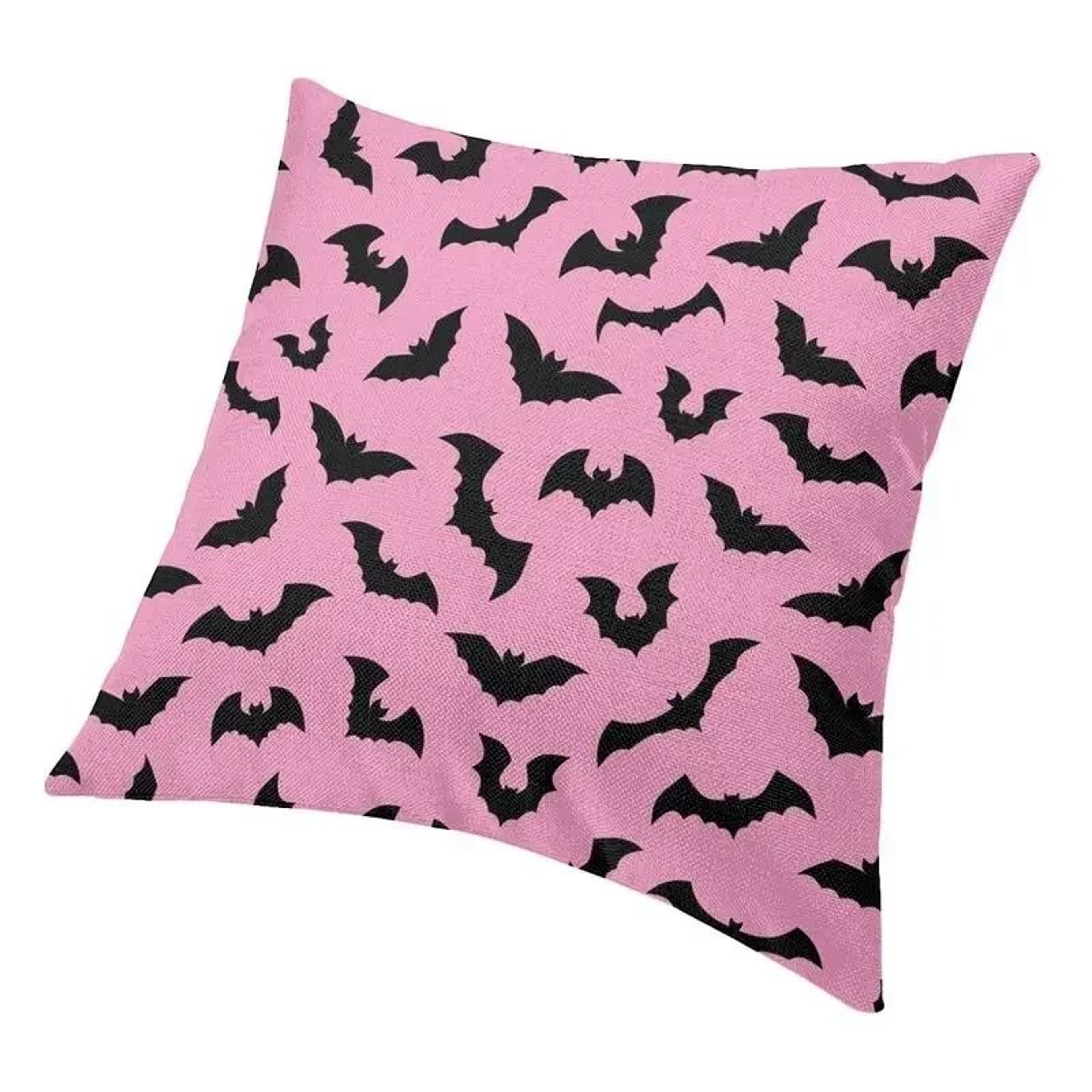 Pastel Goth Pink And Black Bat Throw Pillow Cover For Halloween Home Decor 3