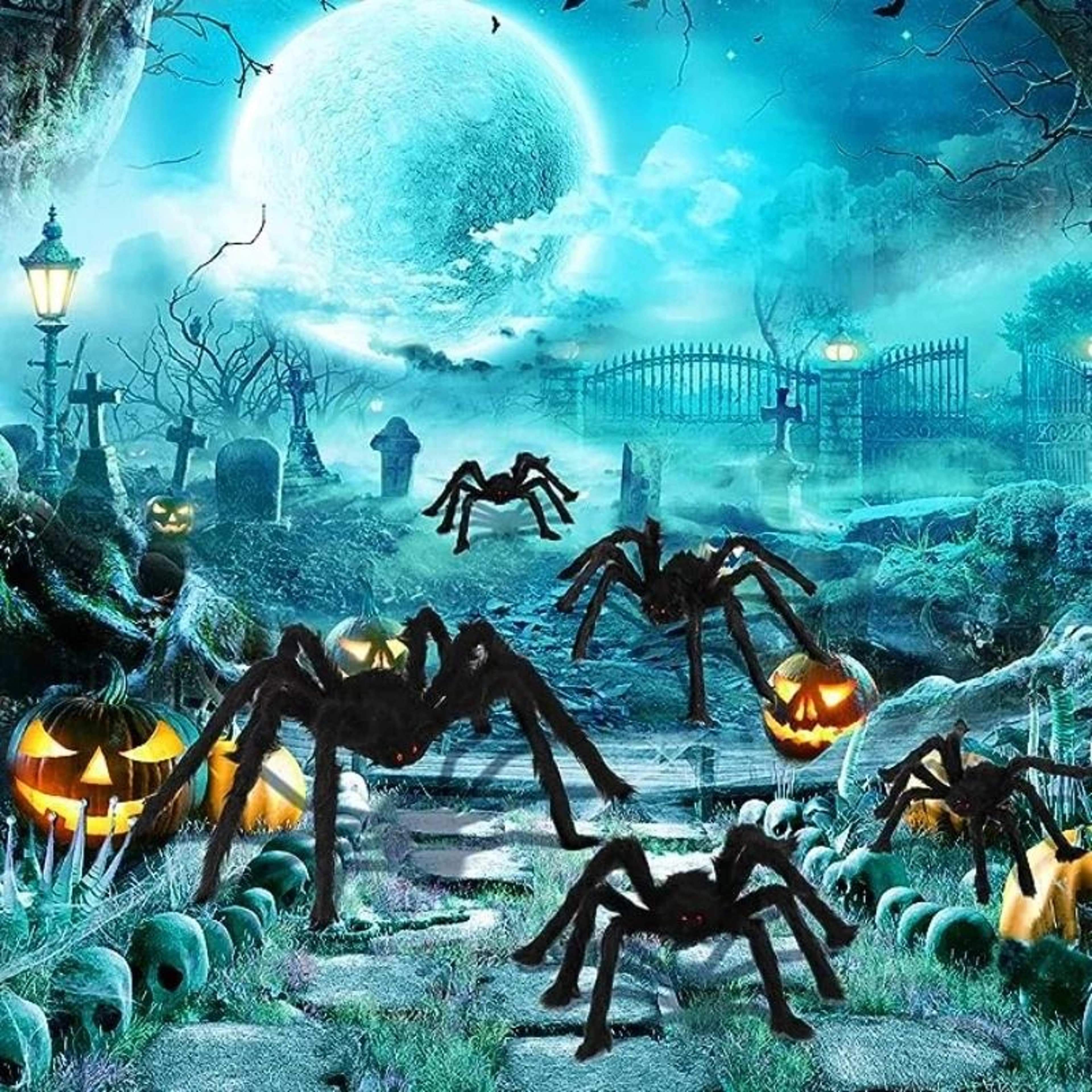 Giant Black Plush Spider Halloween Decoration 5