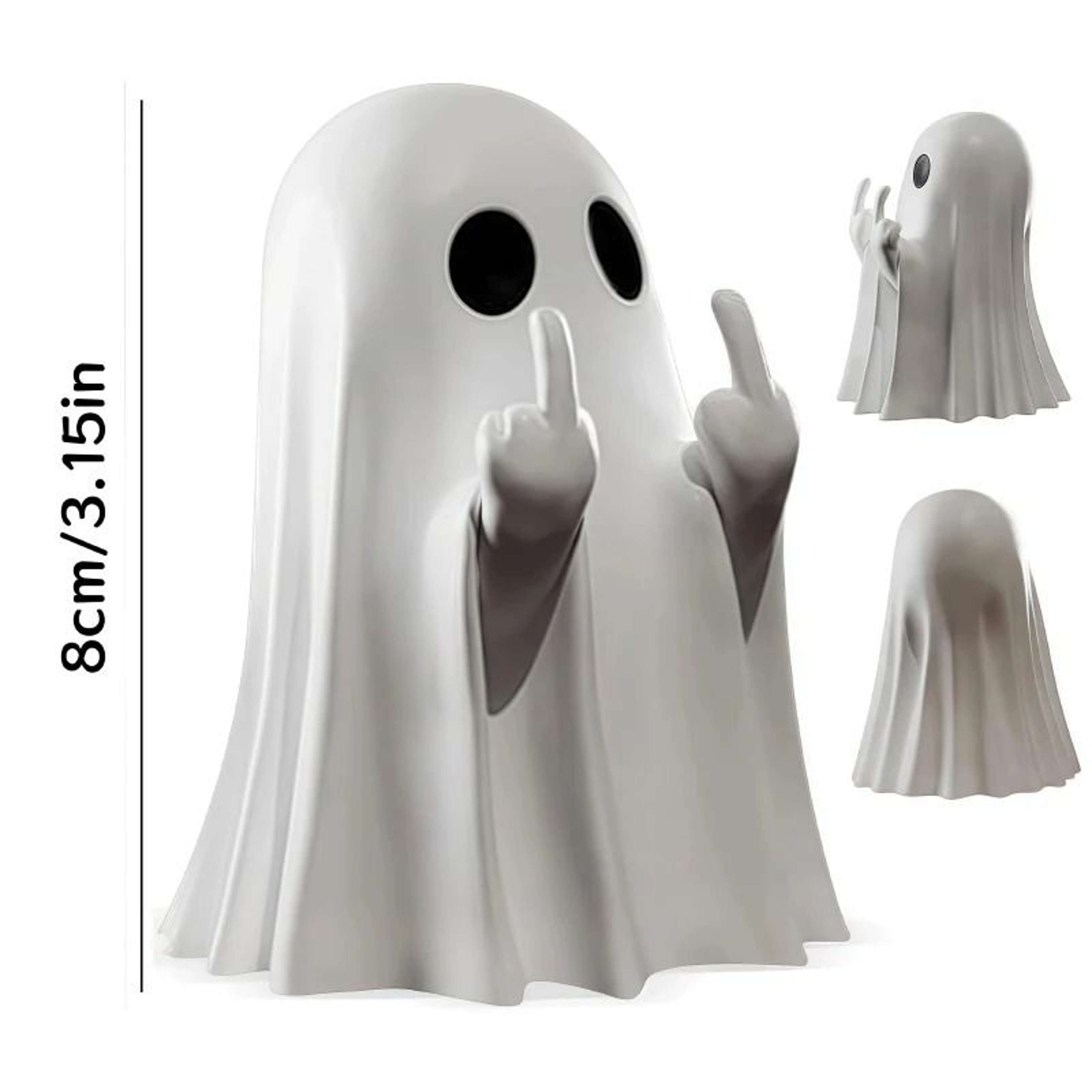 Cute Middle Finger Ghost Statue Funny Halloween Tabletop Decor 6