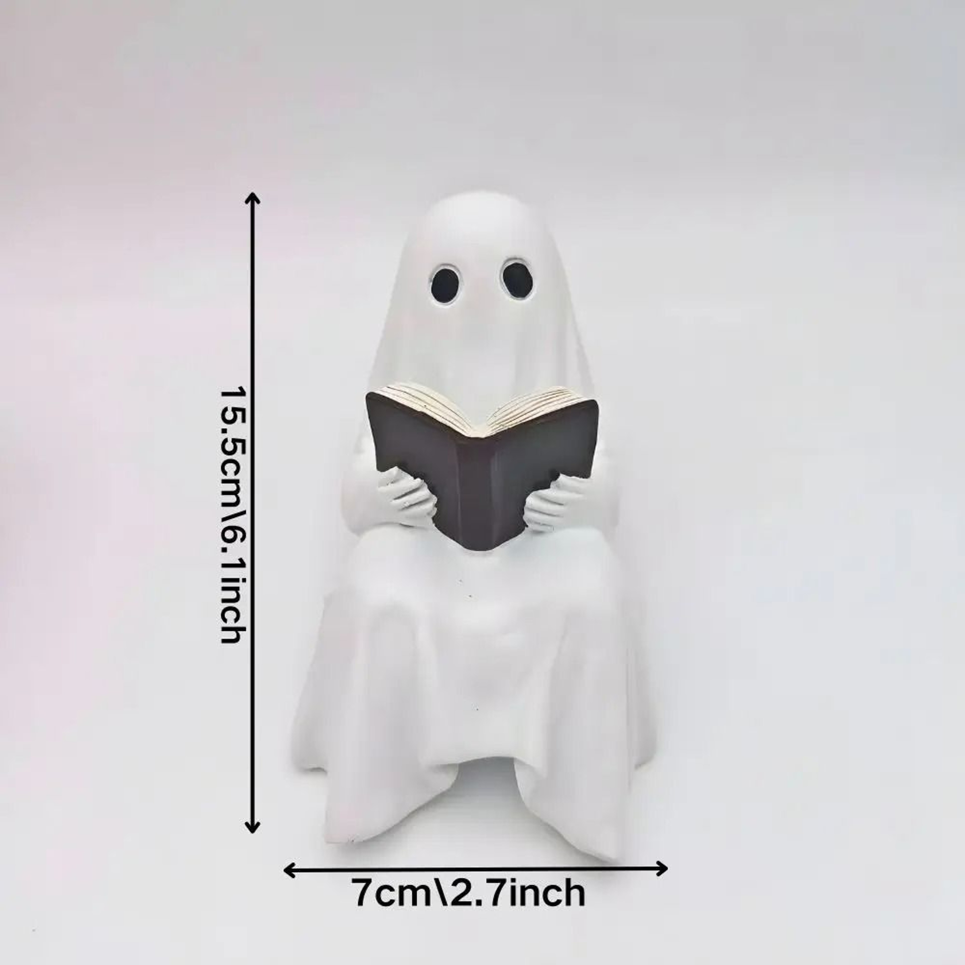 Cute Reading Ghost Statue Resin Halloween Decor For Book Lovers 2