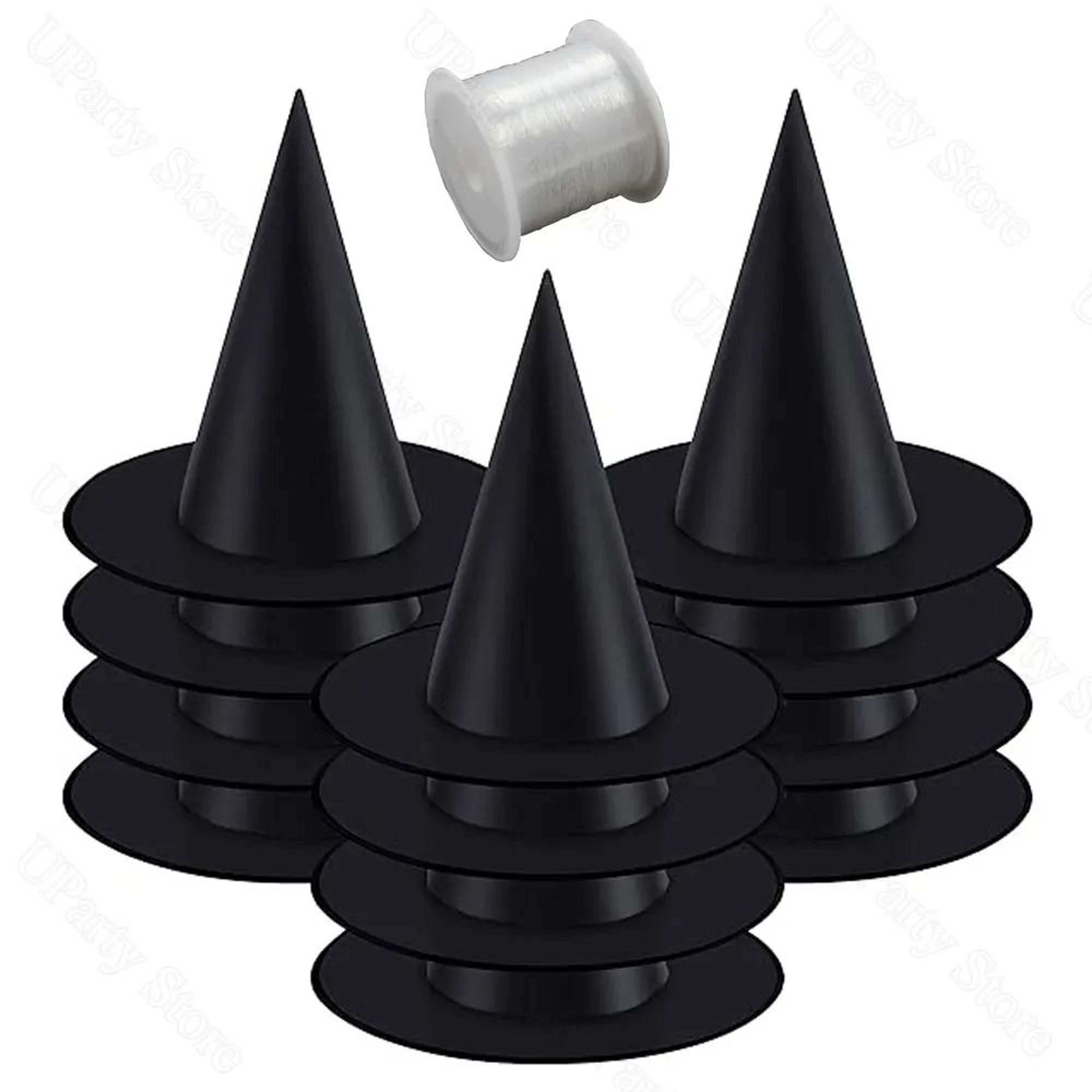 6 Or 12 Piece Hanging Black Witch Hats Halloween Porch Yard Decor 4