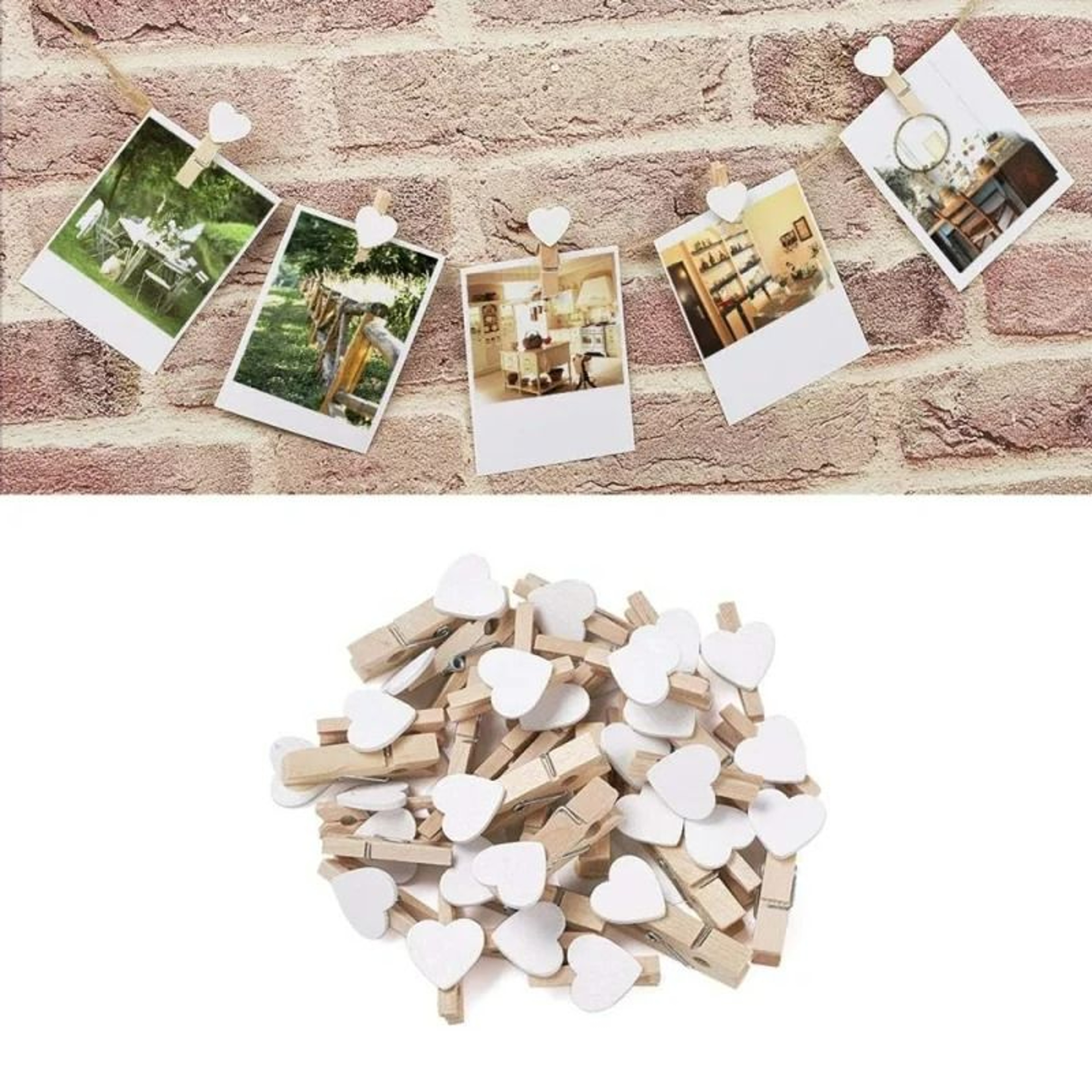 50pc Heart Wooden Clothespins Mini Photo Clips For Wedding And Party Decor 0