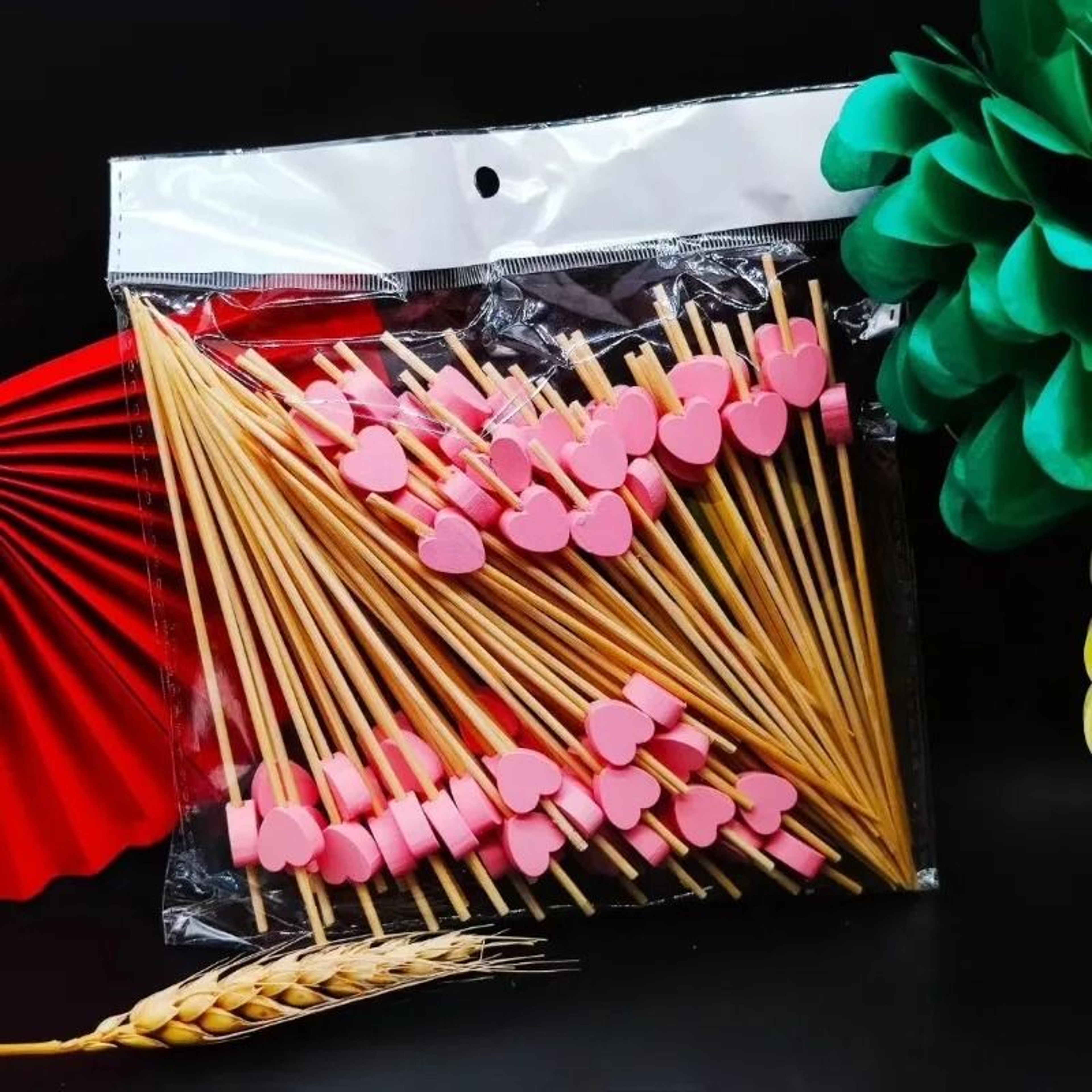 Red Heart Bamboo Cocktail Picks For Fruit Appetizers And Party Decor 6