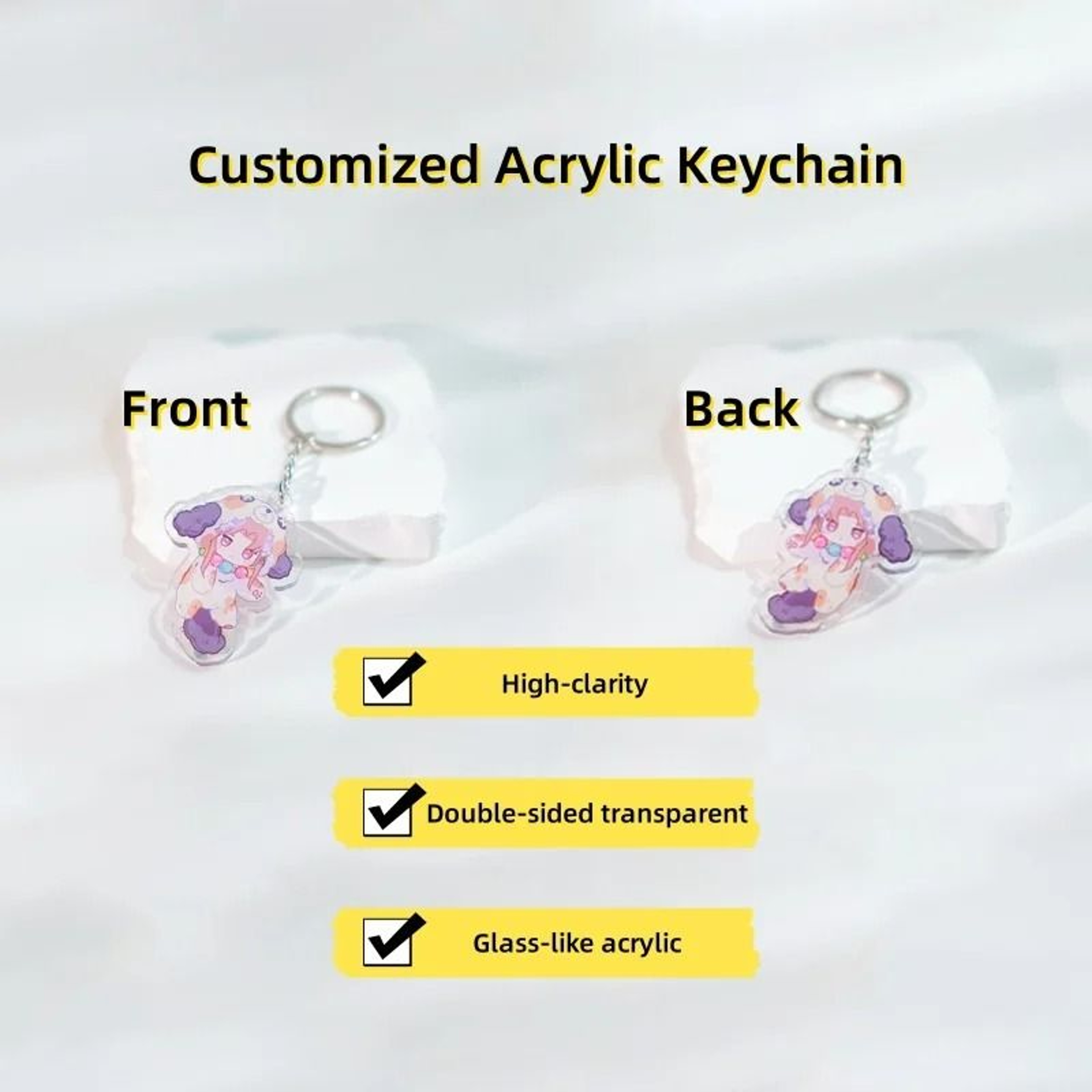 Custom Acrylic Anime Character Keychain Personalized 197 Inch Bag Charm 2