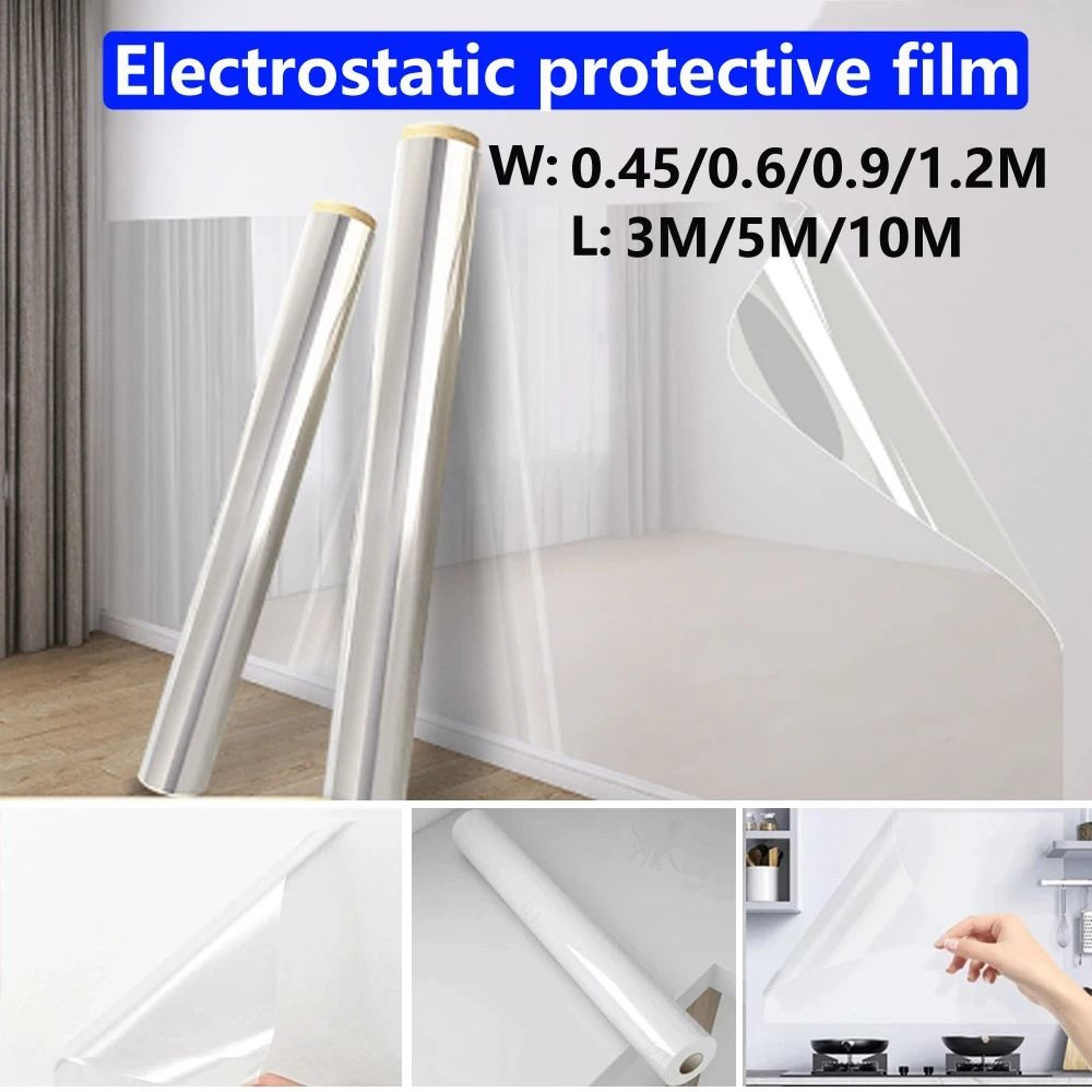 Transparent Electrostatic Wall Protective Film Waterproof Oil Proof Kitchen Wall Cover 0