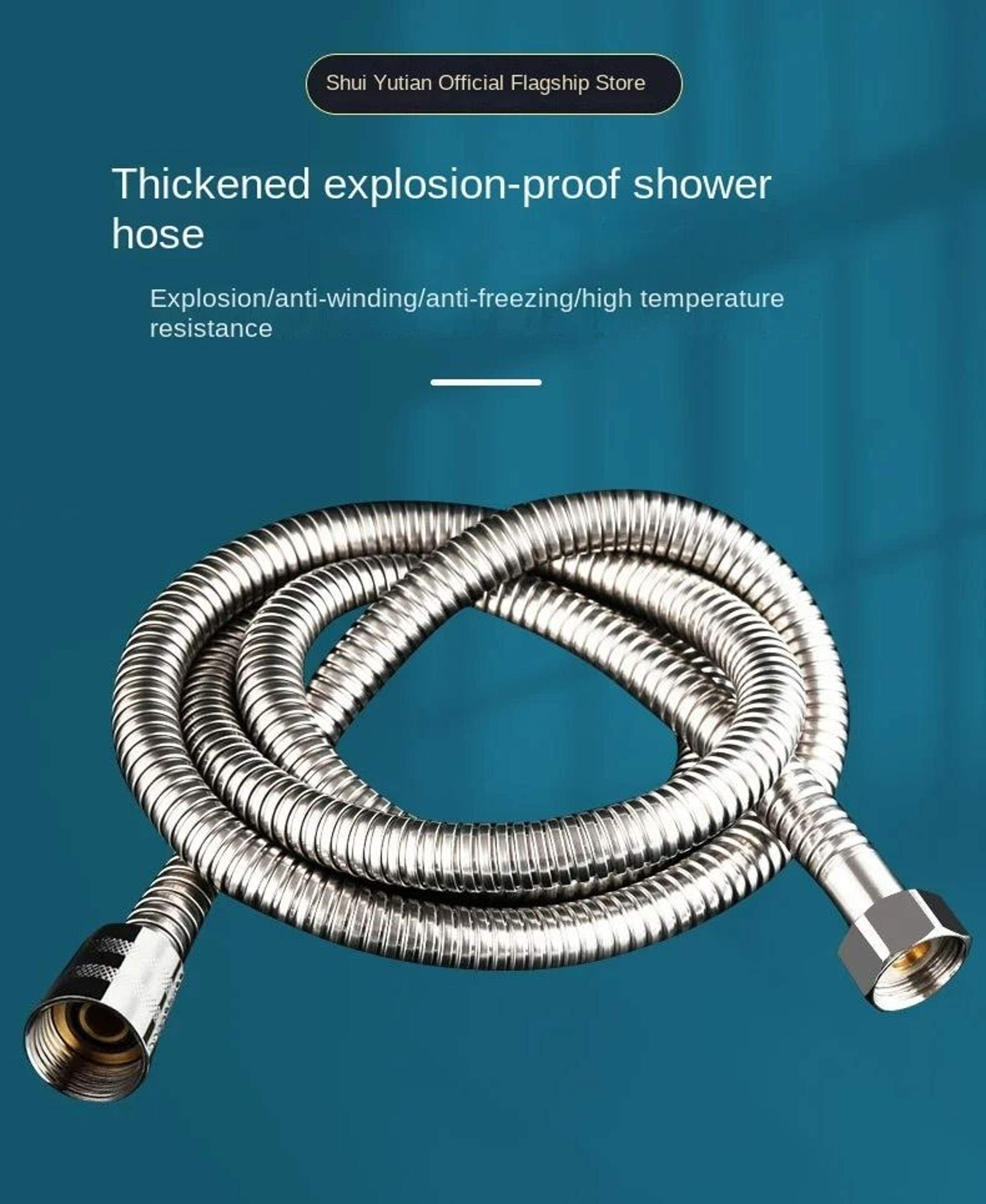 59 Inch Stainless Steel Flexible Shower Hose Black Or Silver Bathroom Extension 2