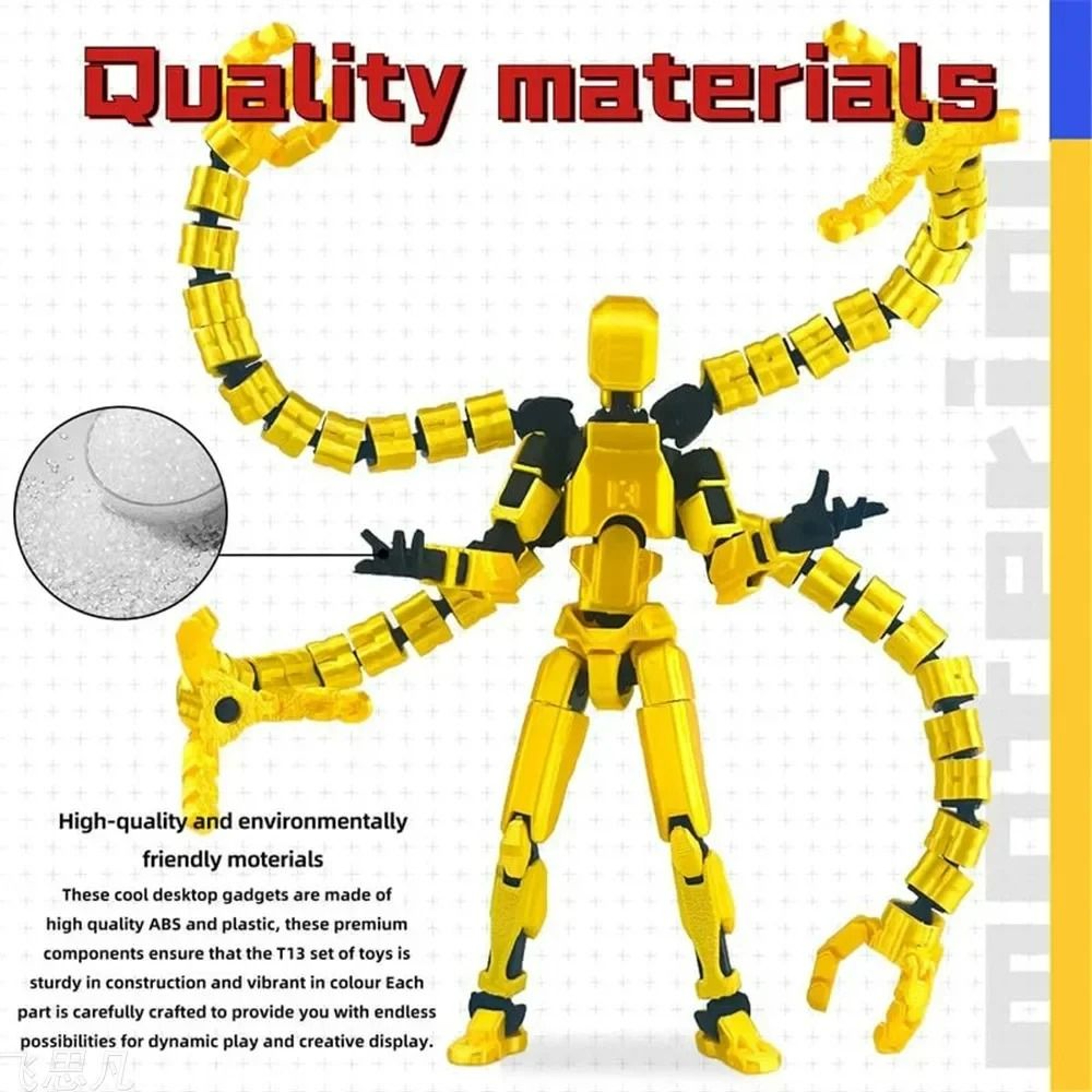T13 3D Printed Articulated Robot Action Figure Multi Jointed Desktop Collectible 3