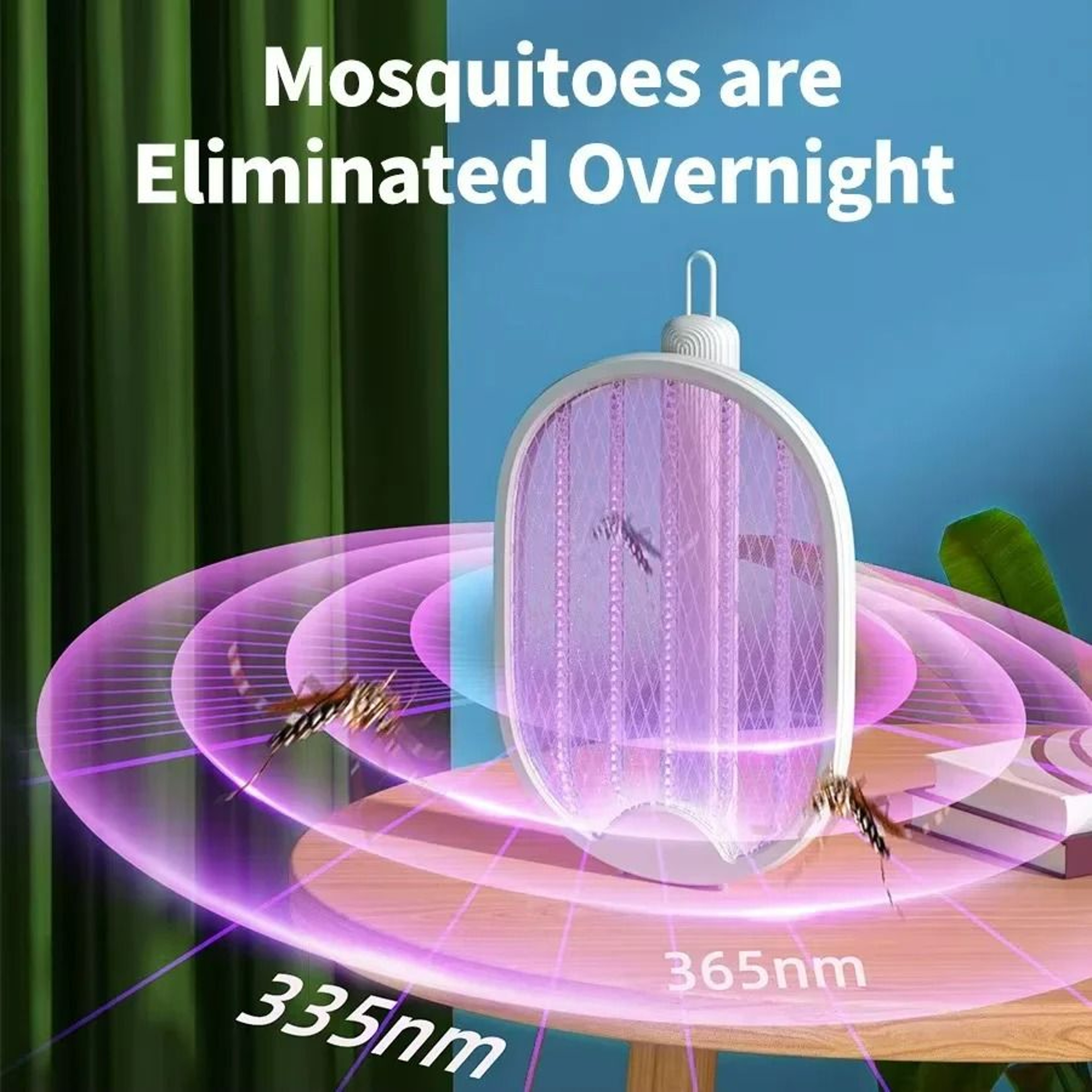 Rechargeable Electric Fly Swatter Racket With Foldable Bug Zapper Design 1