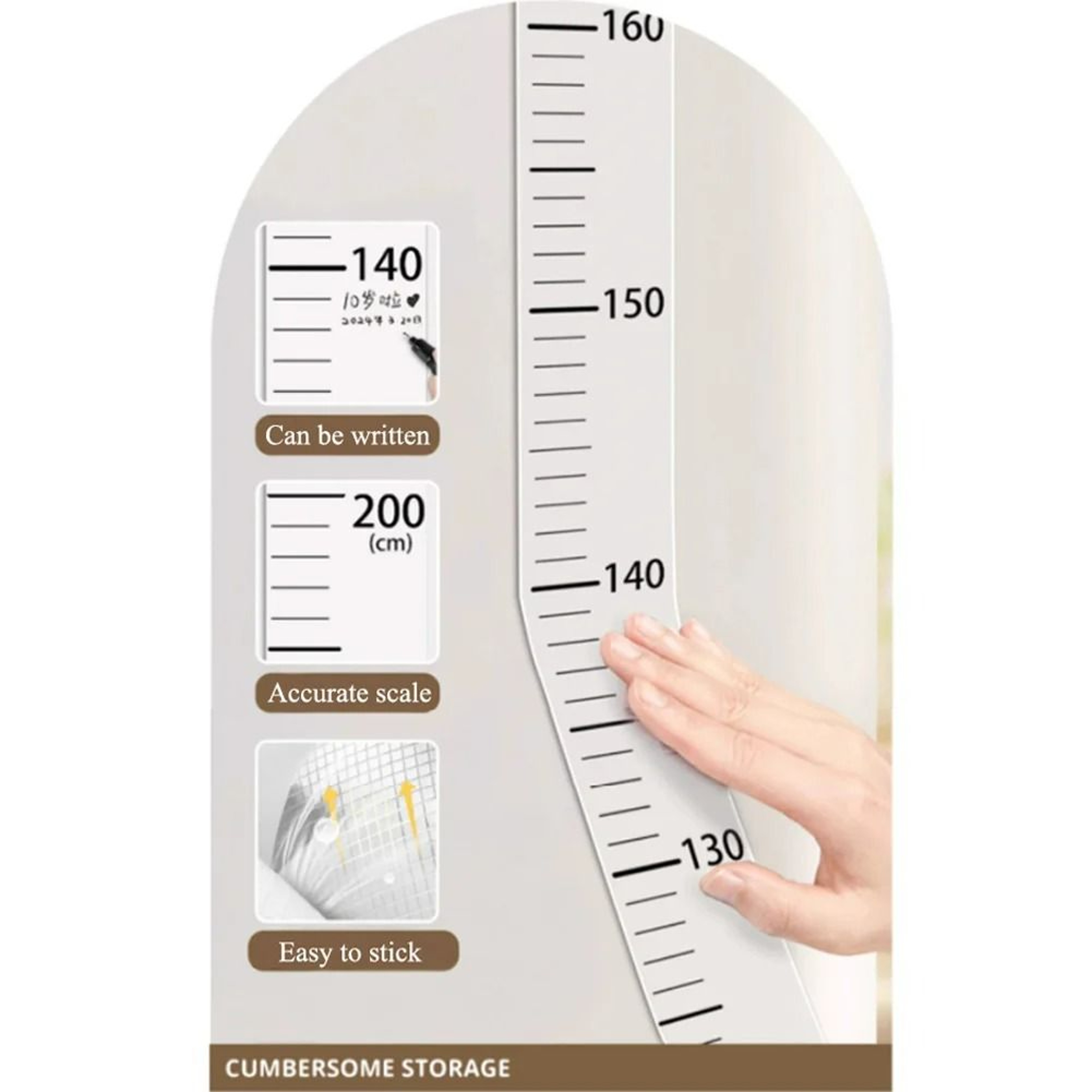 2 Meter Kids Height Chart Wall Sticker Removable Growth Measurement Decal 4