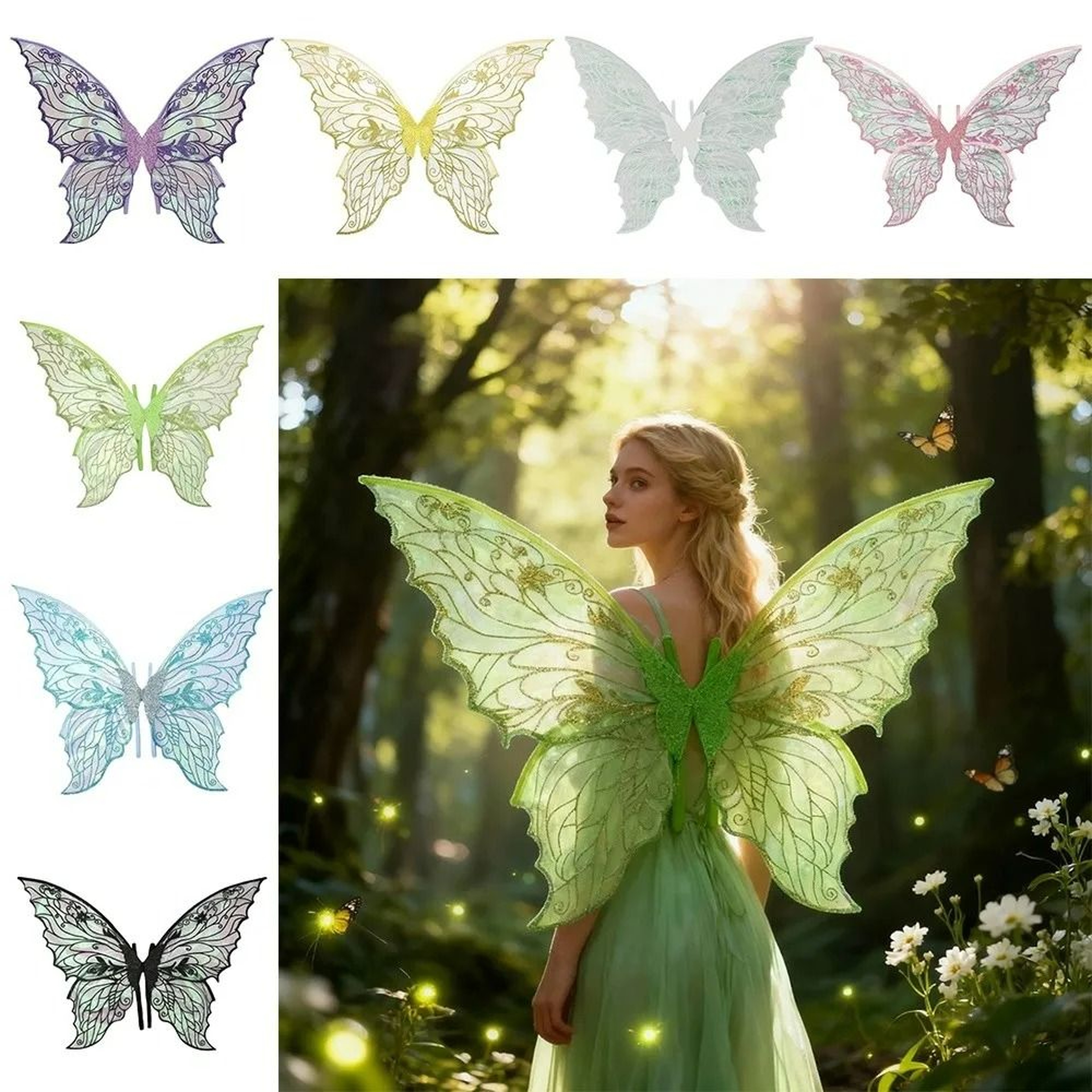 Sparkling Organza Fairy Wings Butterfly Angel Costume Party Accessory 1
