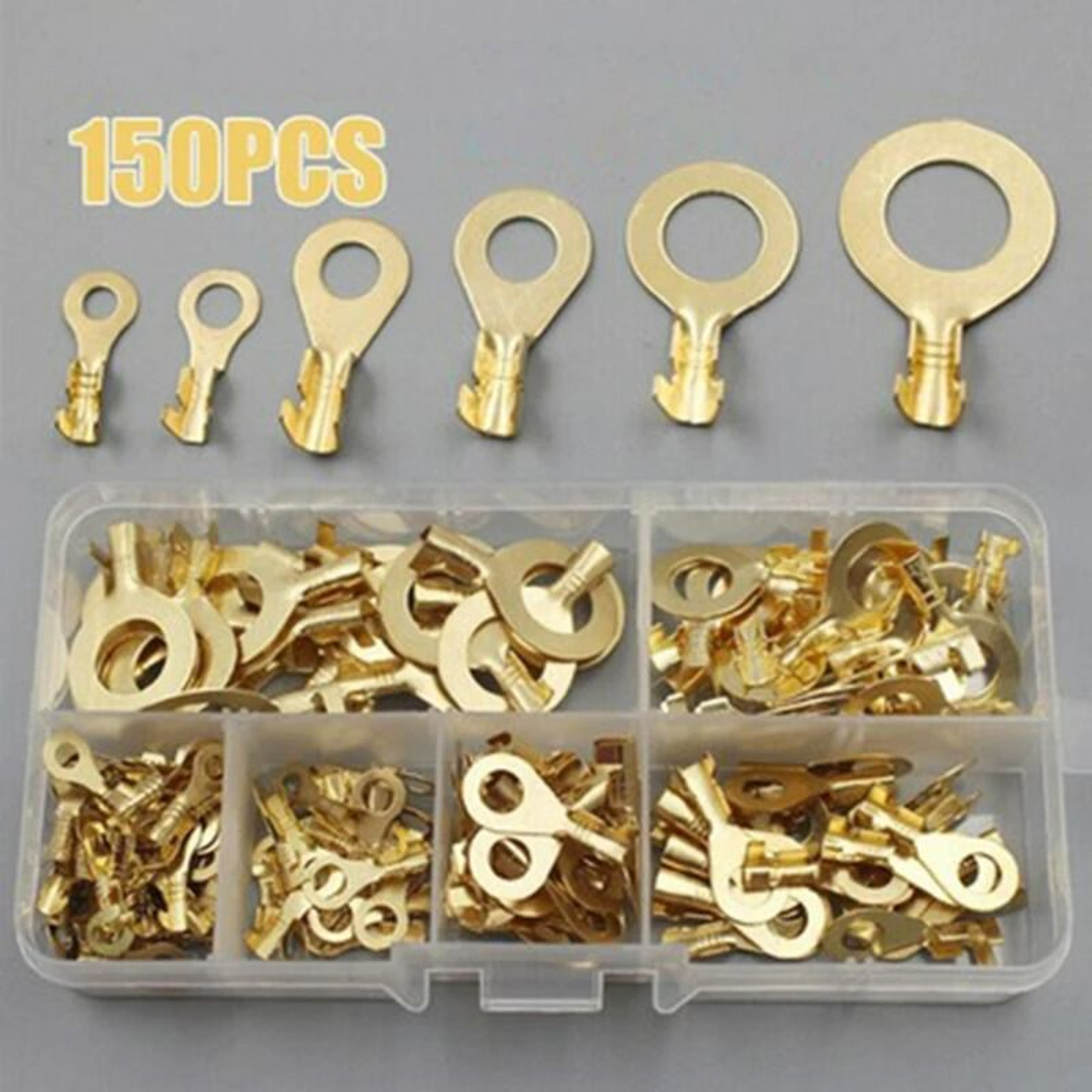150 Piece Copper Ring Terminal Connector Kit For Electrical Wiring 1