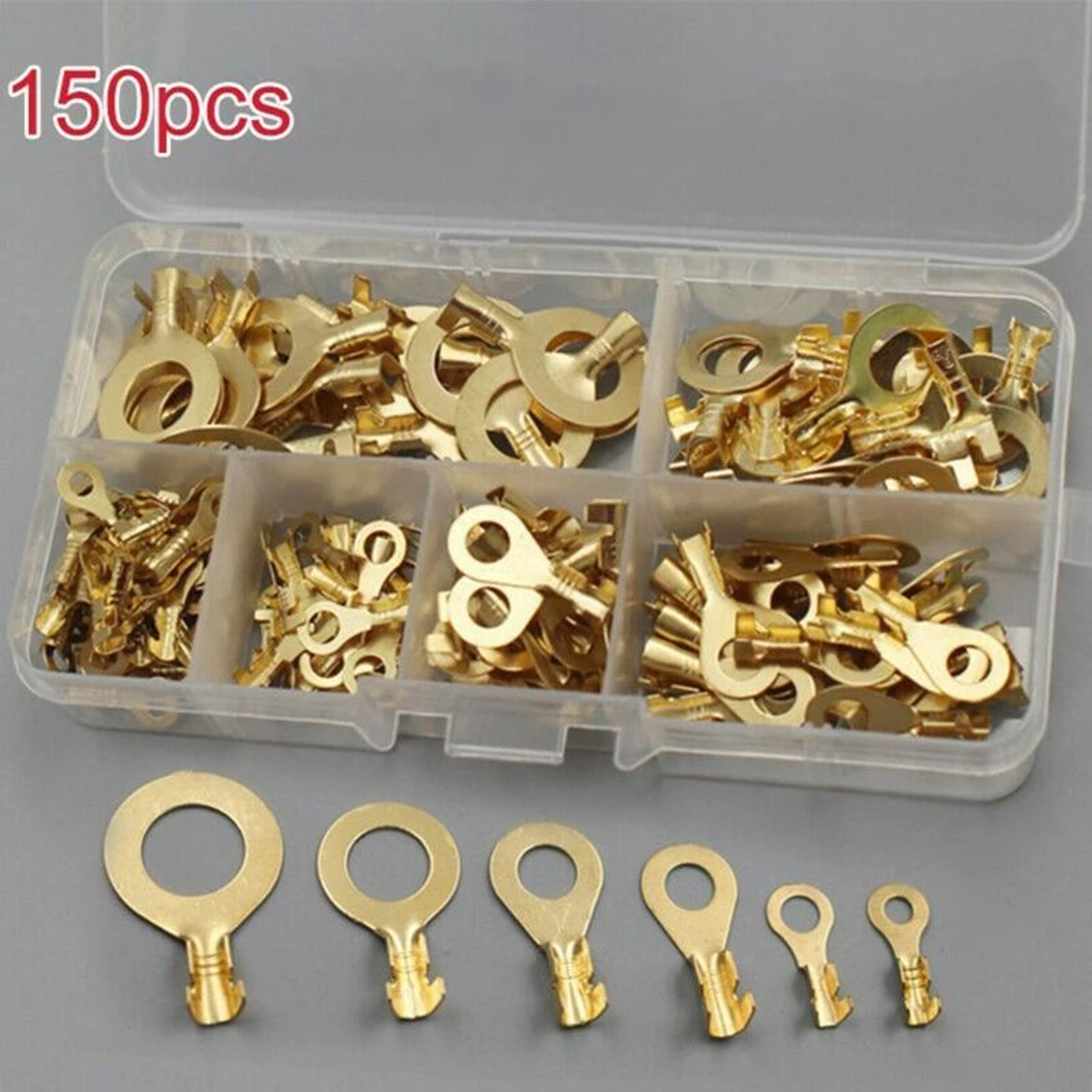 150 Piece Copper Ring Terminal Connector Kit For Electrical Wiring 2