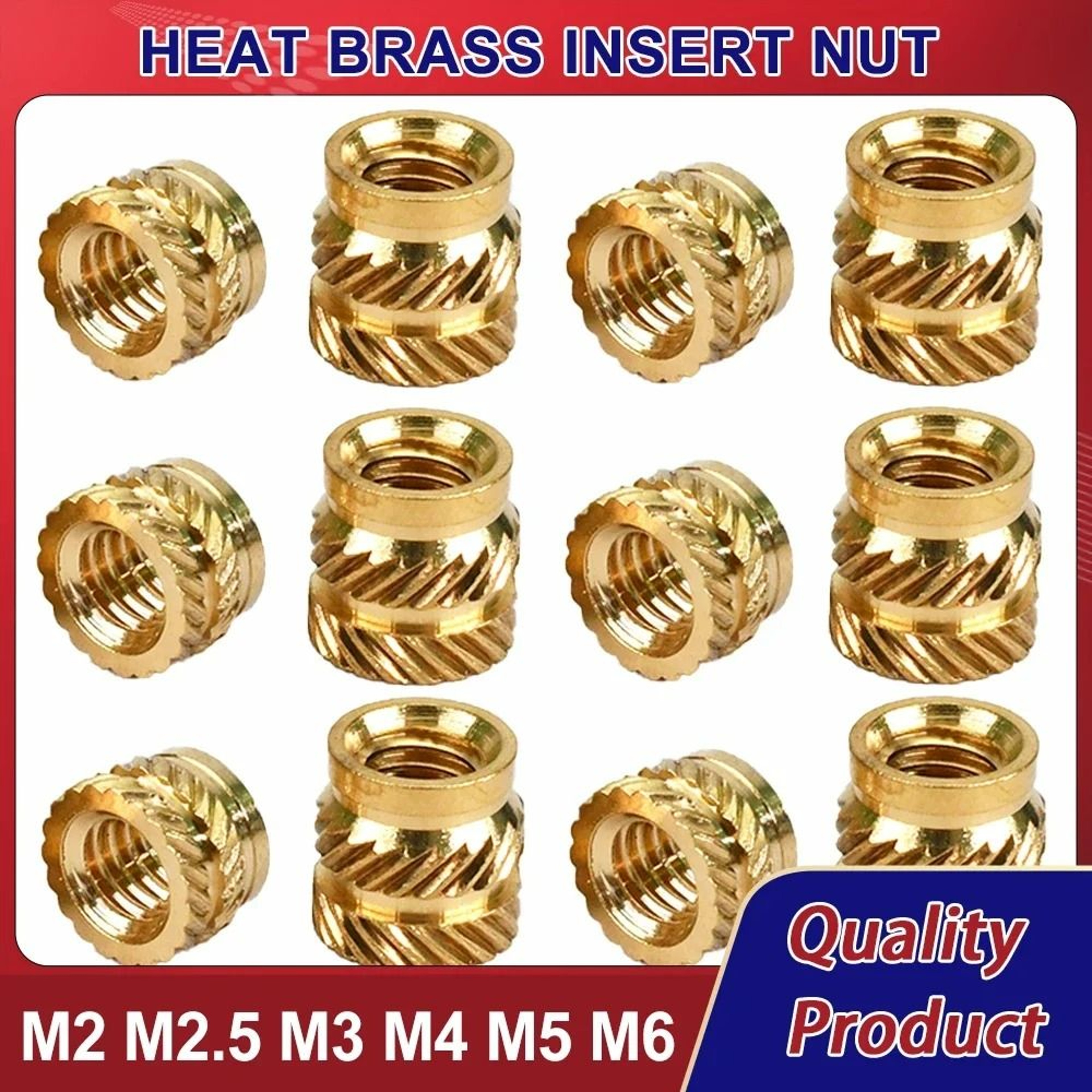 Brass Heat Set Threaded Insert Nuts For 3D Printing And Plastic 0