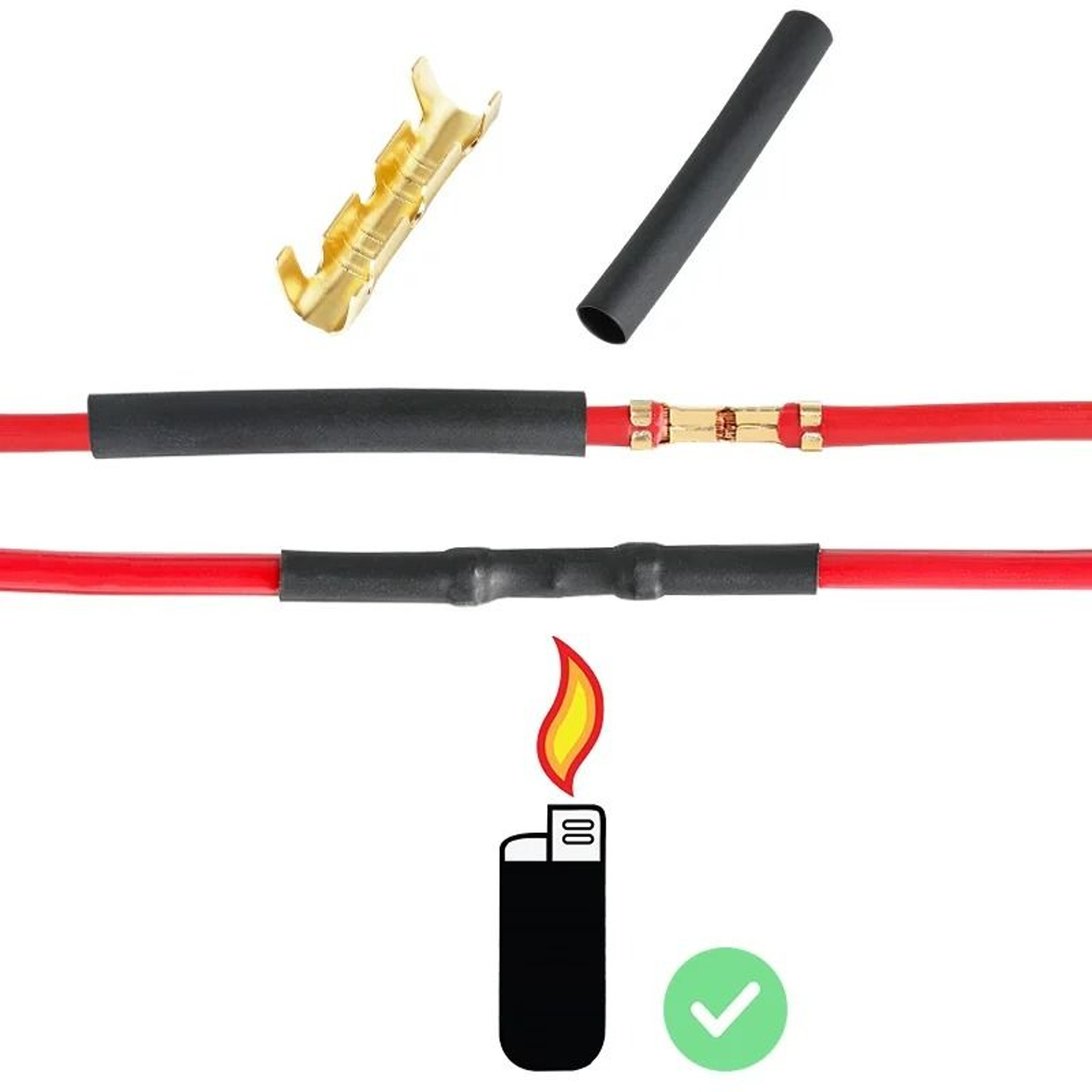 U Shaped Electrical Wire Crimp Connectors With Heat Shrink Tubing Kit 4