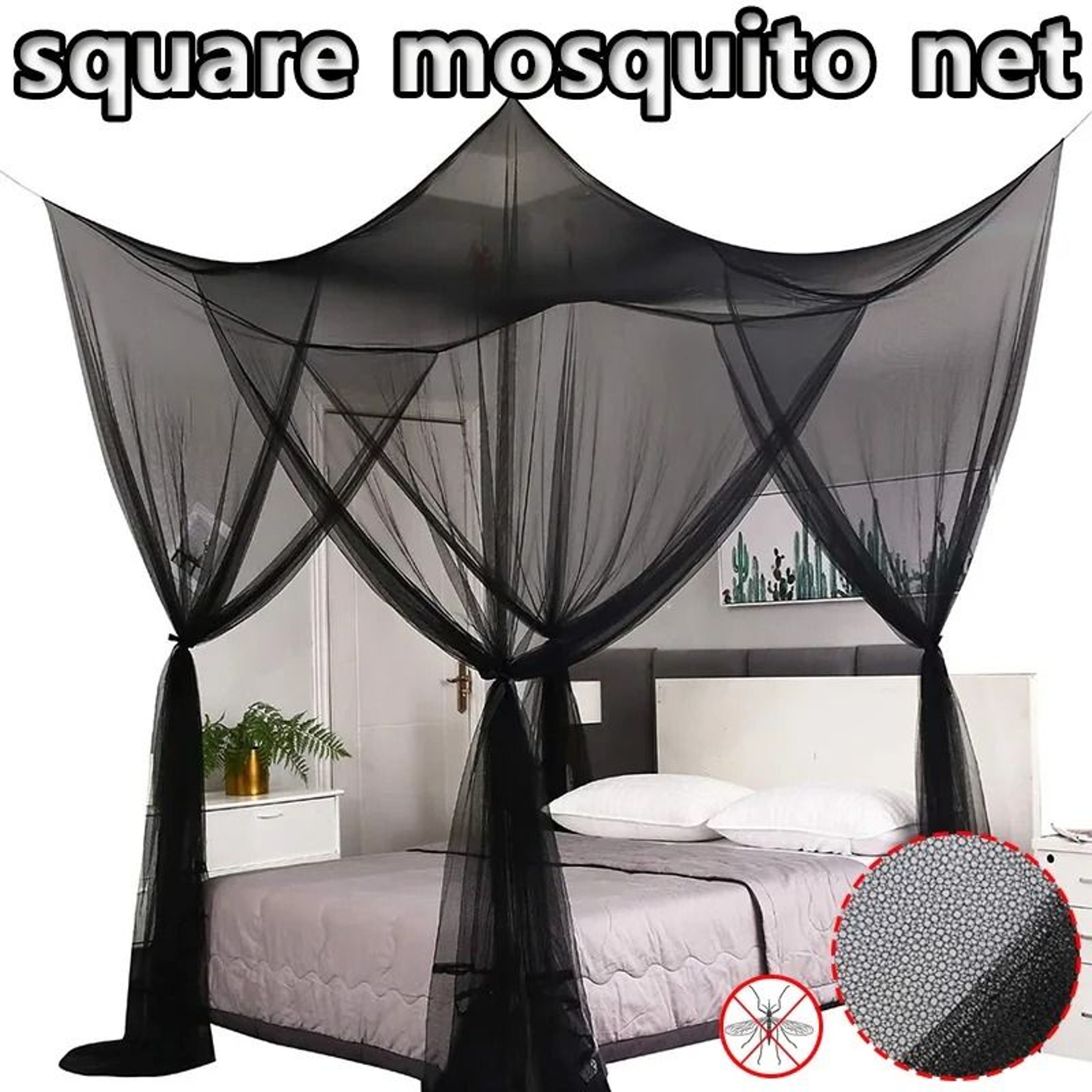 Large Four Door Mosquito Net Breathable Mesh Bed And Camping Canopy 0