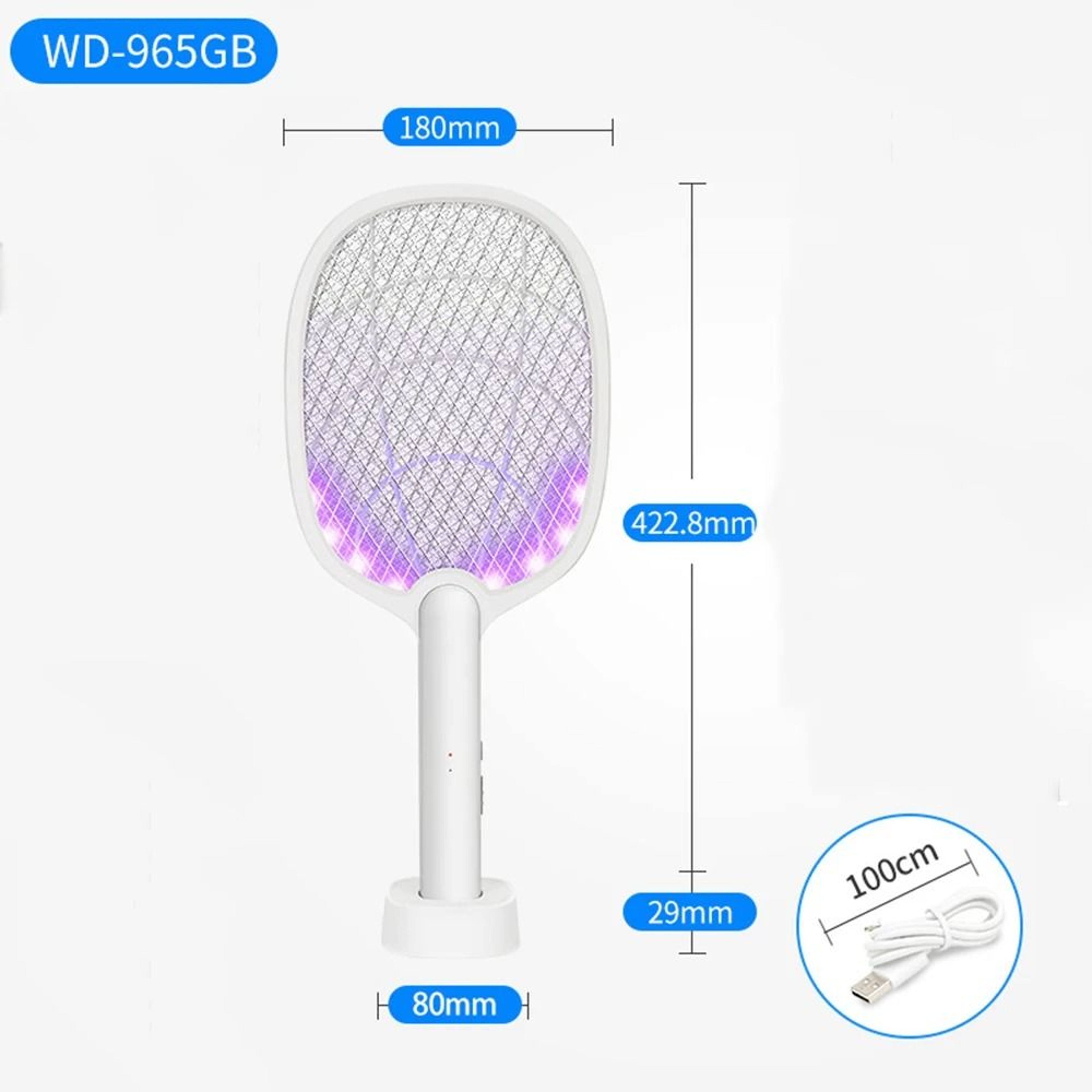 Foldable USB Rechargeable Mosquito Racket With Electric Bug Zapper Lamp 7