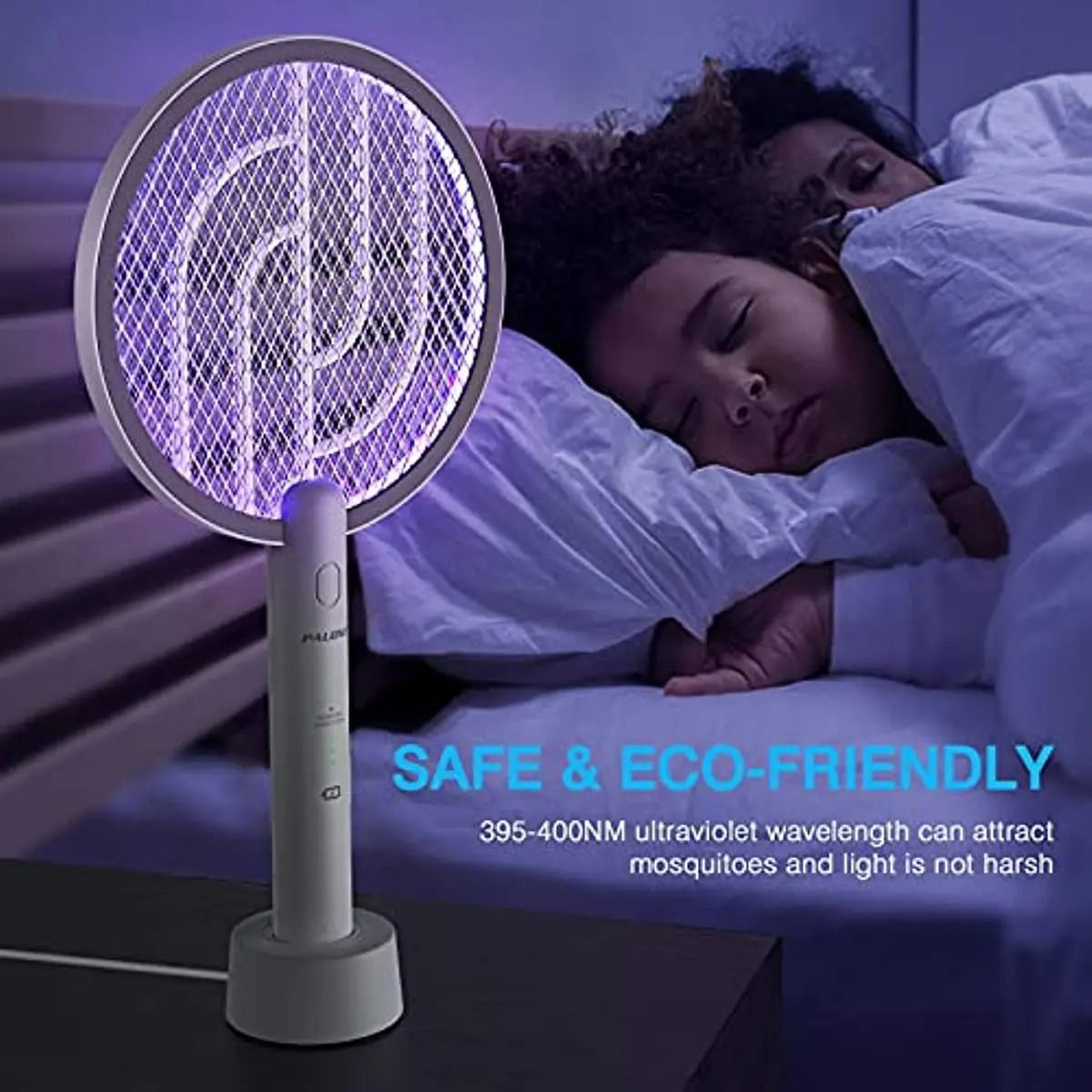 2 In 1 Rechargeable Electric Mosquito Swatter With Bug Zapper Lamp And Safety Mesh 3