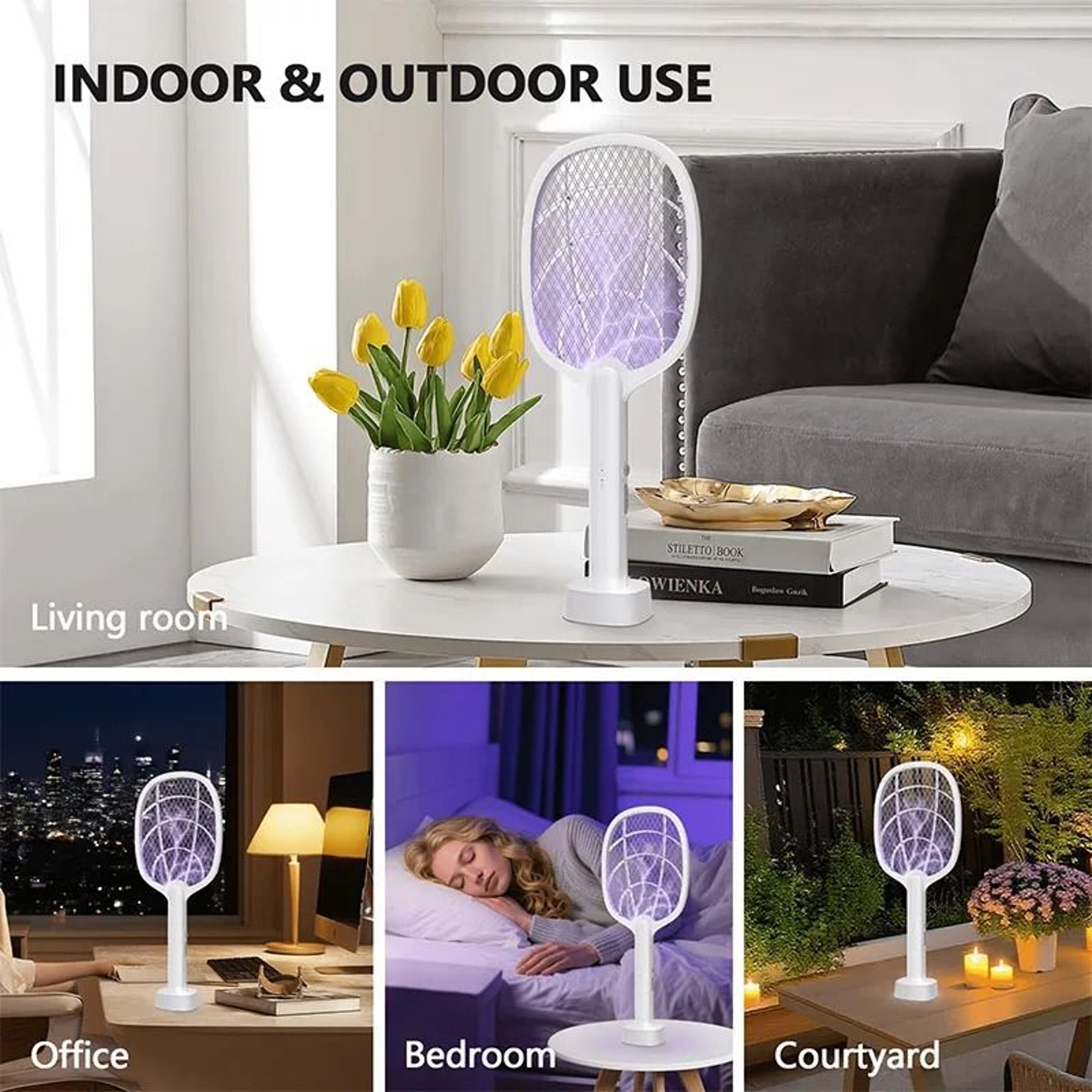 Type C Rechargeable Electric Mosquito Swatter With Bug Zapper Lamp 6