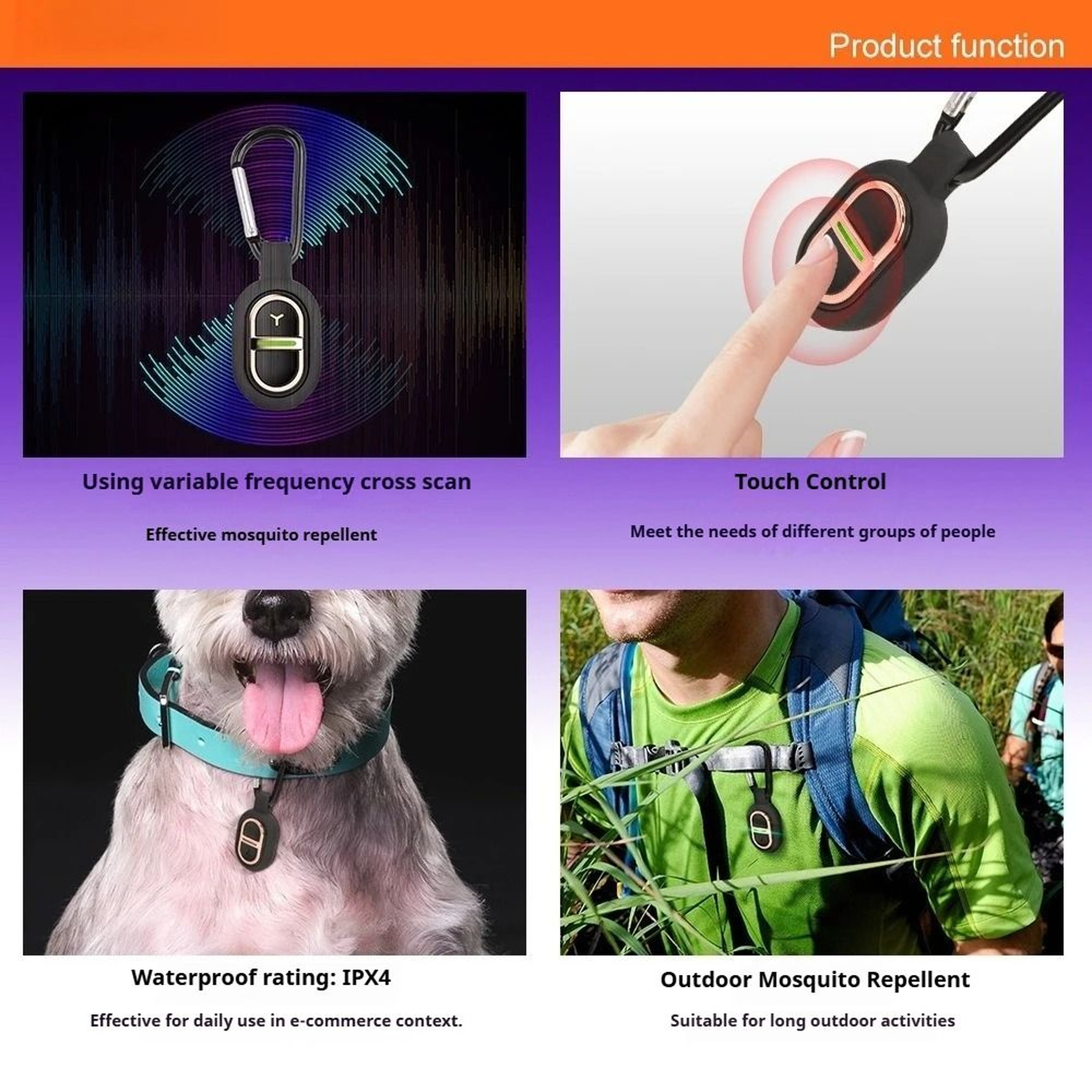 BuzzGuard Portable Ultrasonic Mosquito Repeller Carabiner Keychain 4